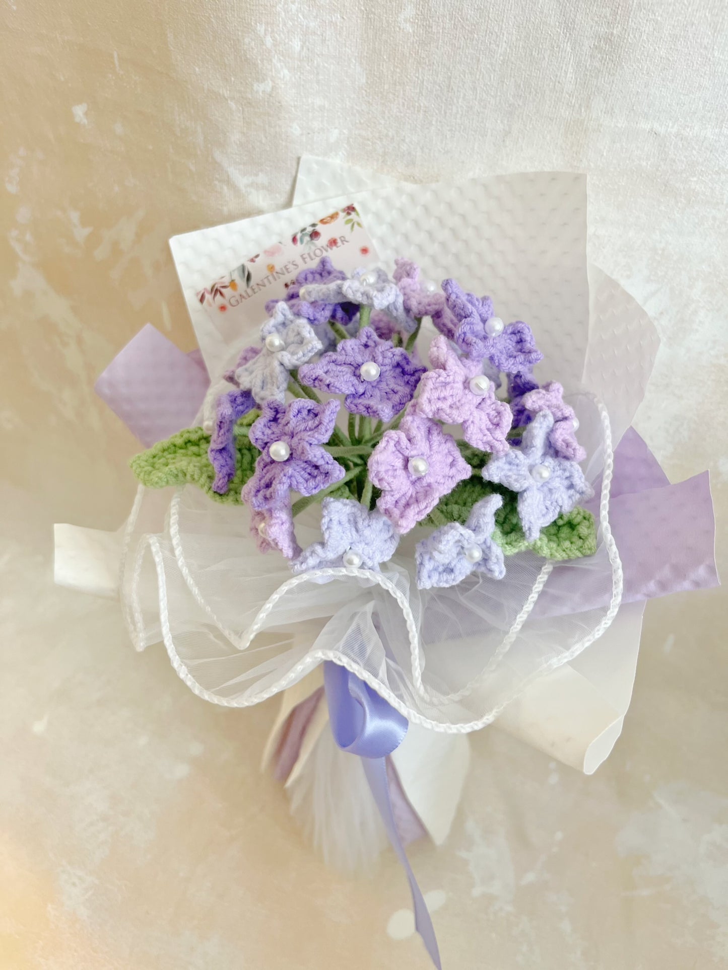 (有現貨)紫陽花 日系繡球花針織小花束 畢業禮禮物 畢業花束精選 生日花束 中學 小學 幼稚園