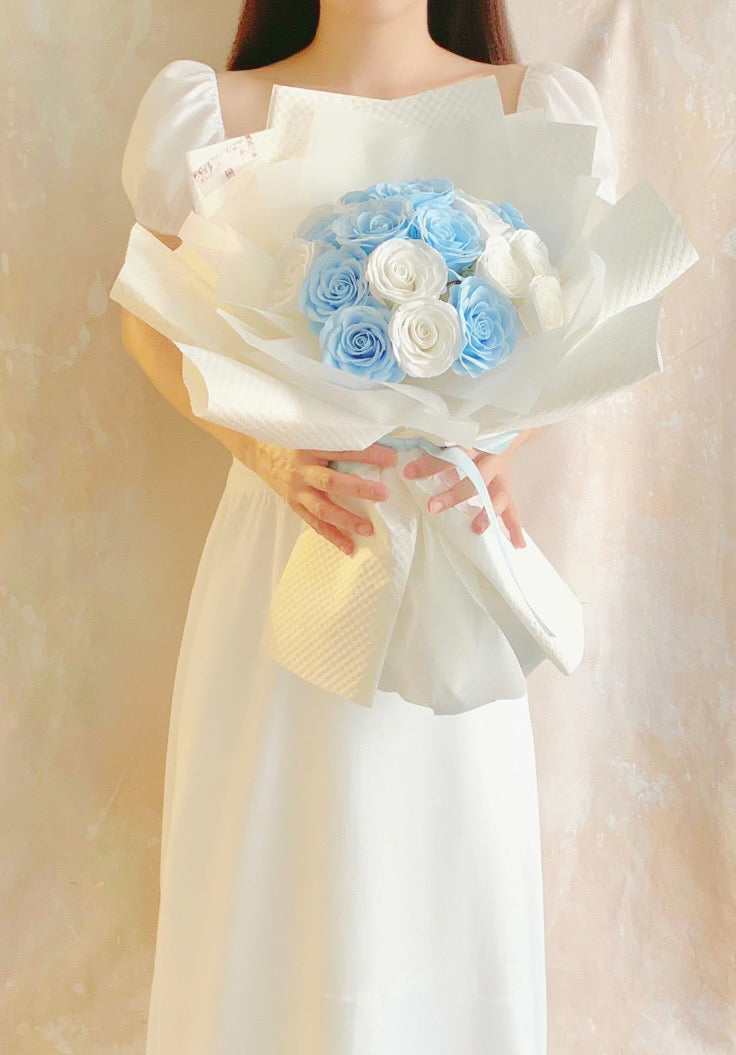 20 枝粉藍粉白 香梘玫瑰花束 |番梘花|畢業花束 情人節花束 求婚 生日花束