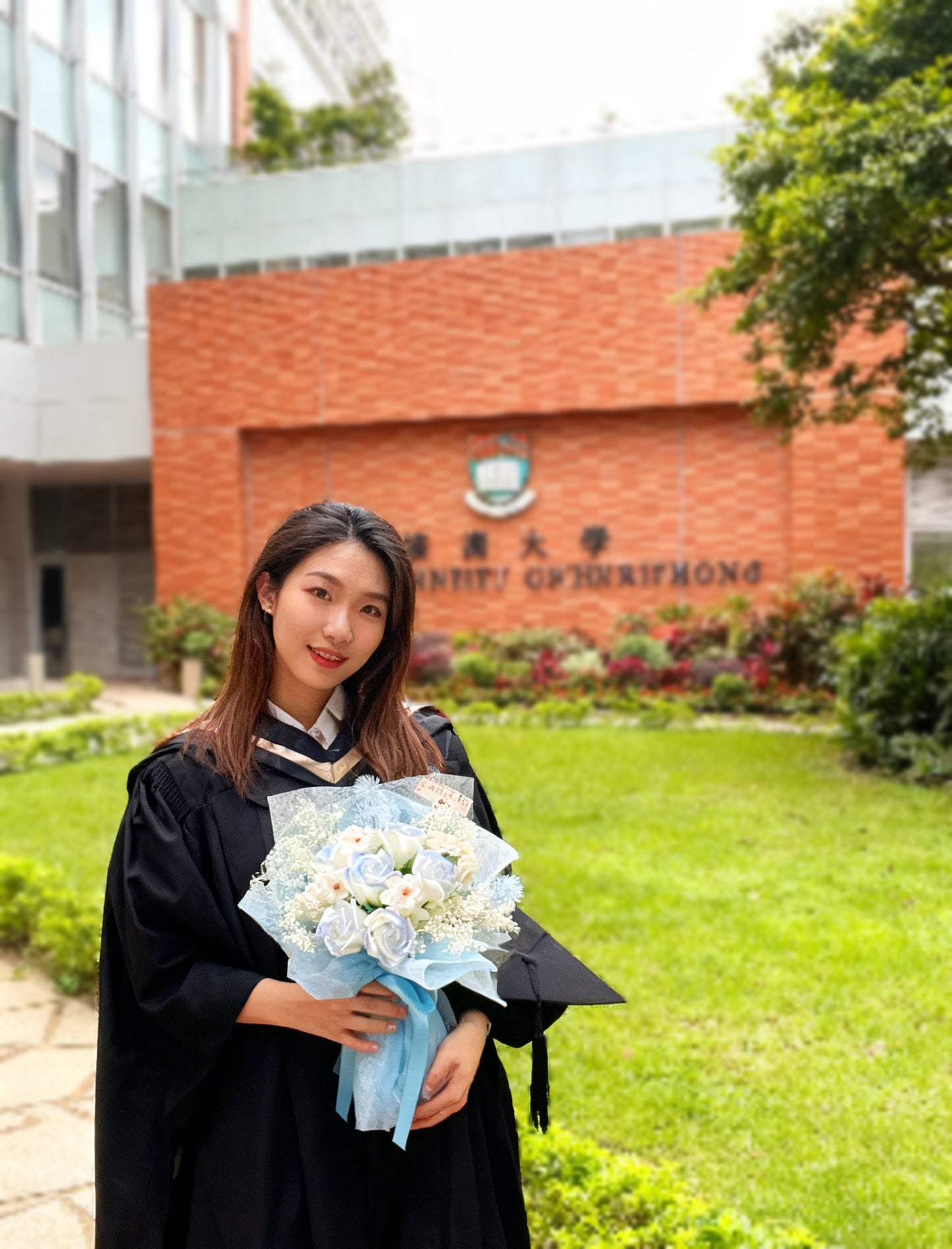 6枝冰藍香梘玫瑰花束 |番梘花|畢業花束 情人節花束 生日花束 中學 小學 幼稚園