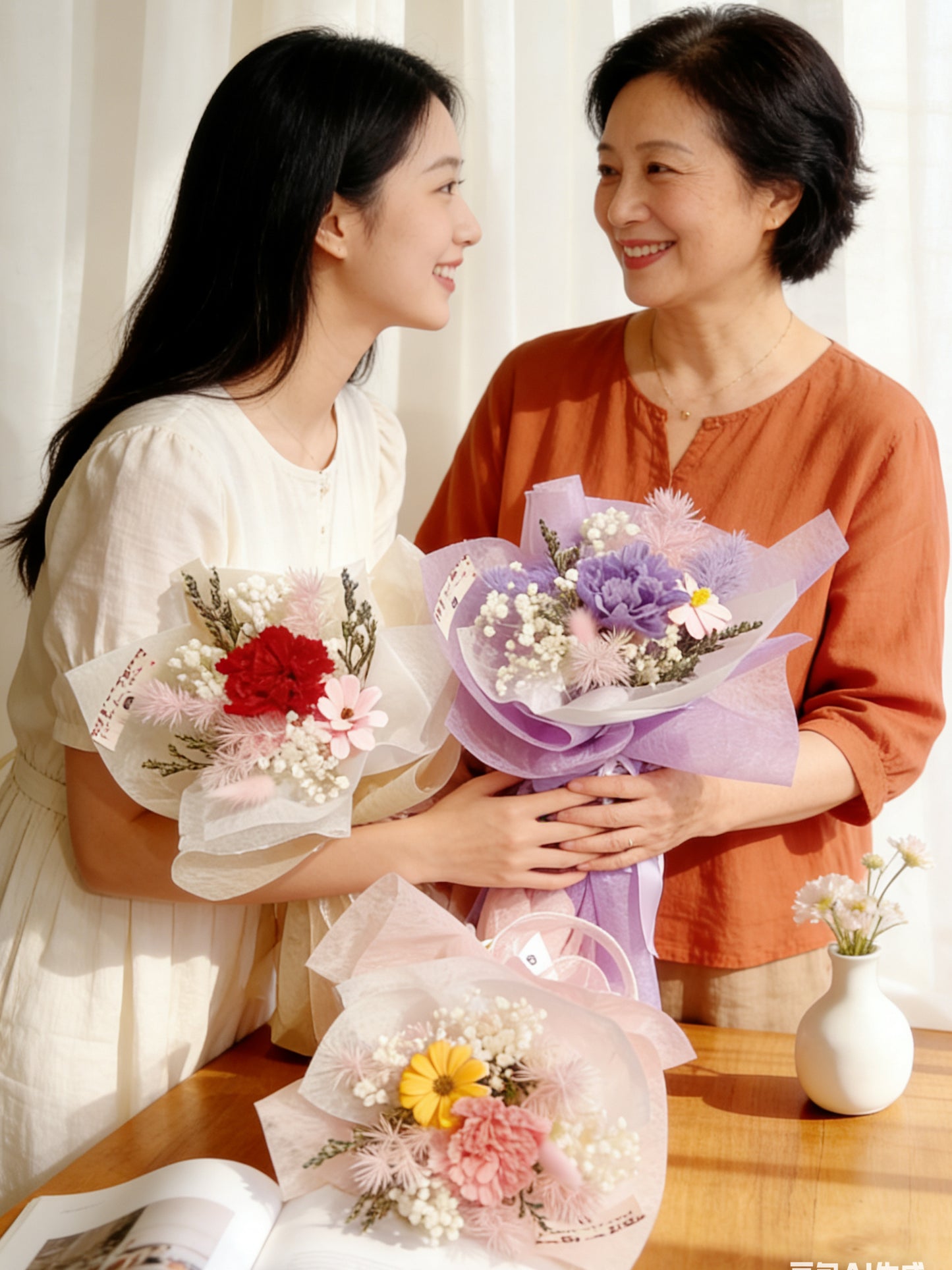 可愛母親單枝保鮮康乃馨小花束|保鮮花 永生花 乾花
