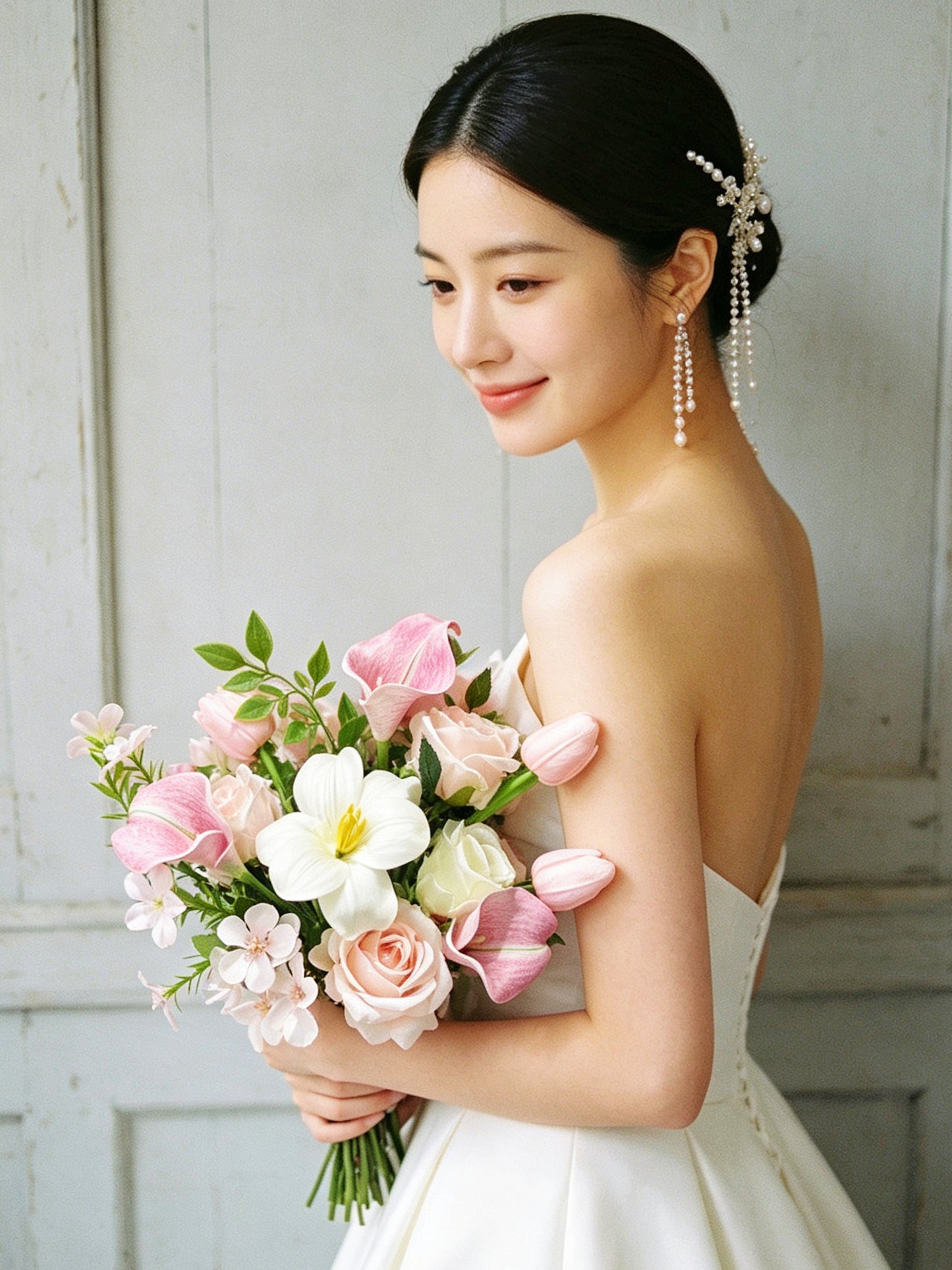 (一個月預訂)新娘花球-仿真花花球 馬蹄蘭 絲花花球 韓式花球 pre wedding