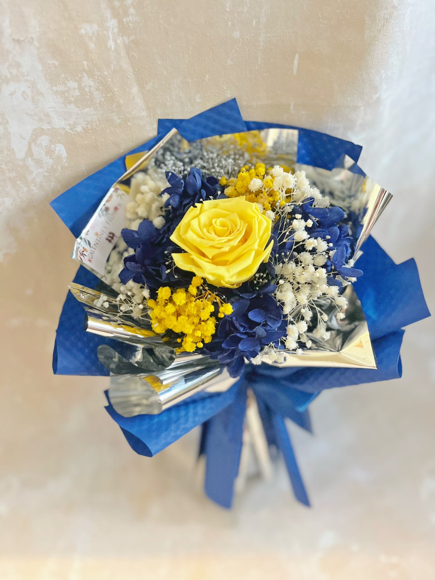 中秋浪漫星月夜 梵高Starry Night 黃玫瑰過單枝保鮮玫瑰小花束|保鮮花 永生花 畢業花束 乾花