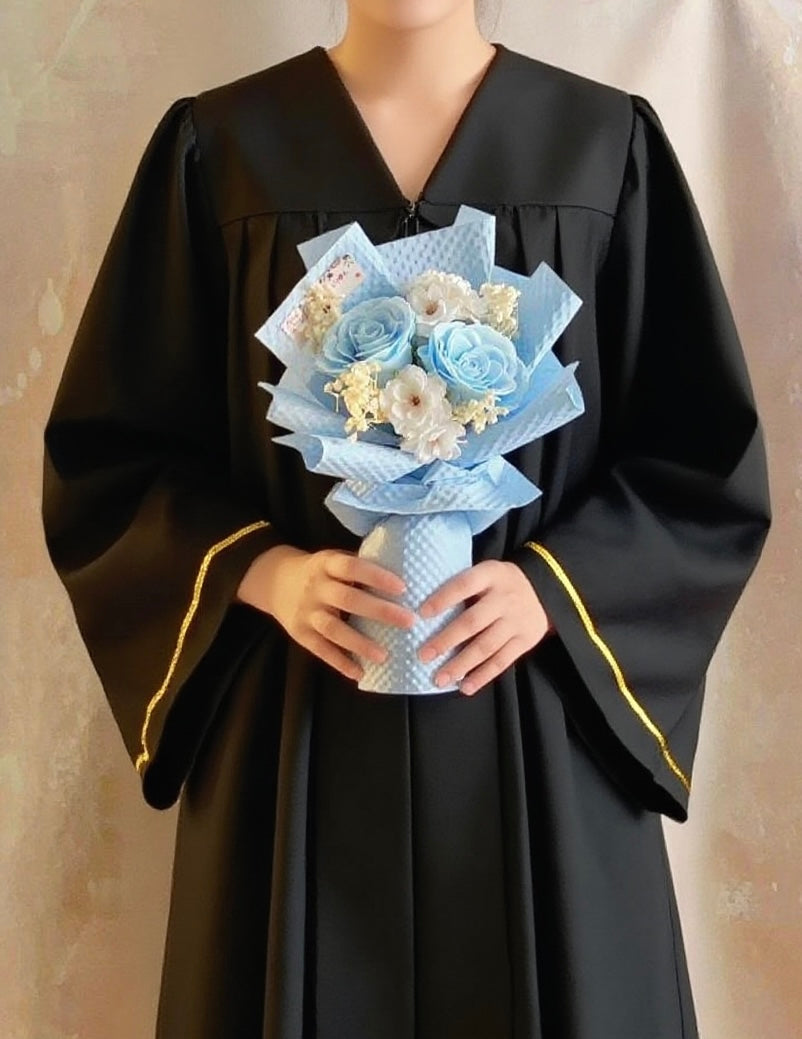 理想與夢想畢業花花束 + 玫瑰花|香梘花生日花束 中學 小學 幼稚園