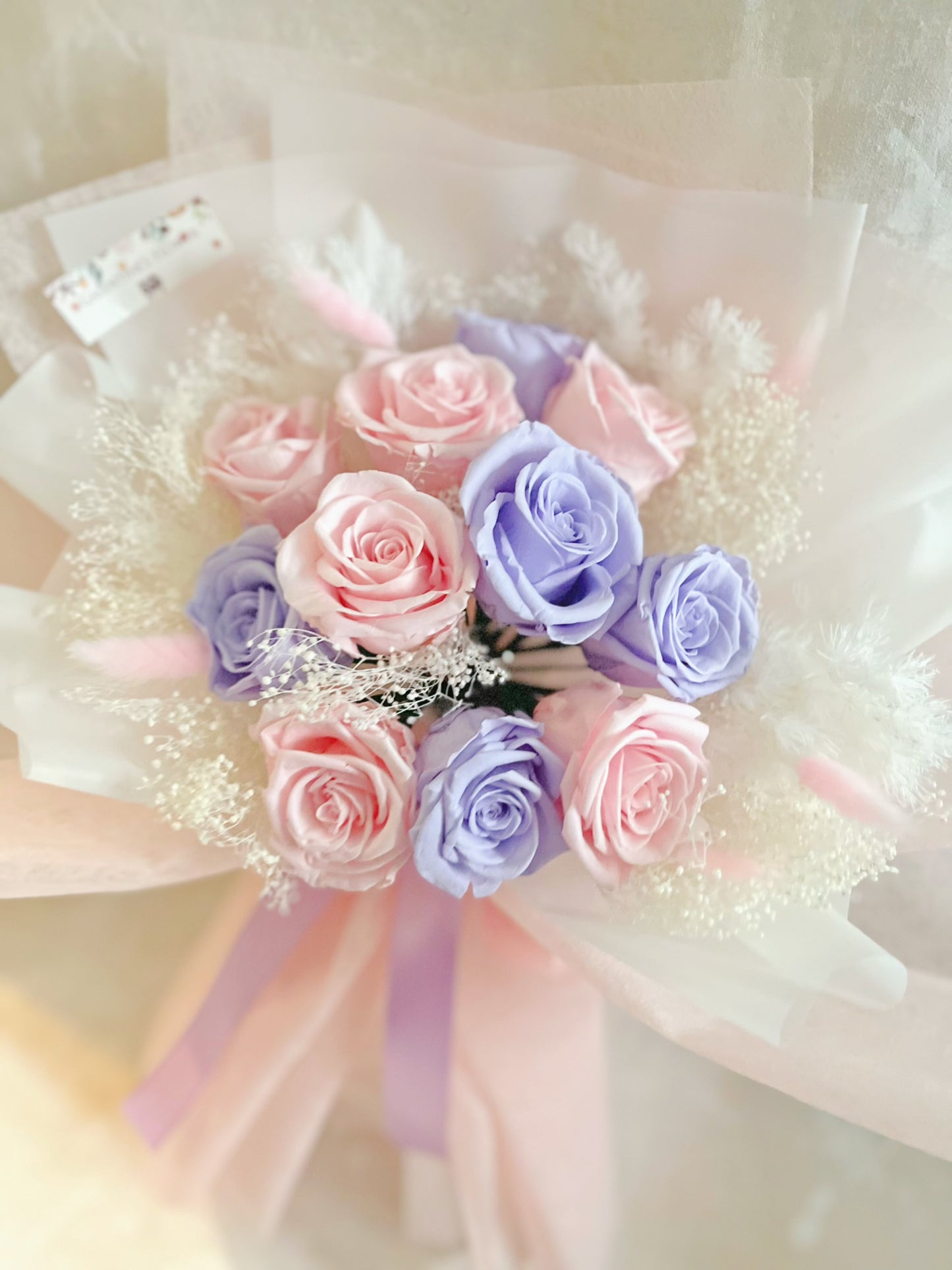 Fall in Love 11枝粉紅+紫保鮮玫瑰花束|保鮮花 永生花 生日花束