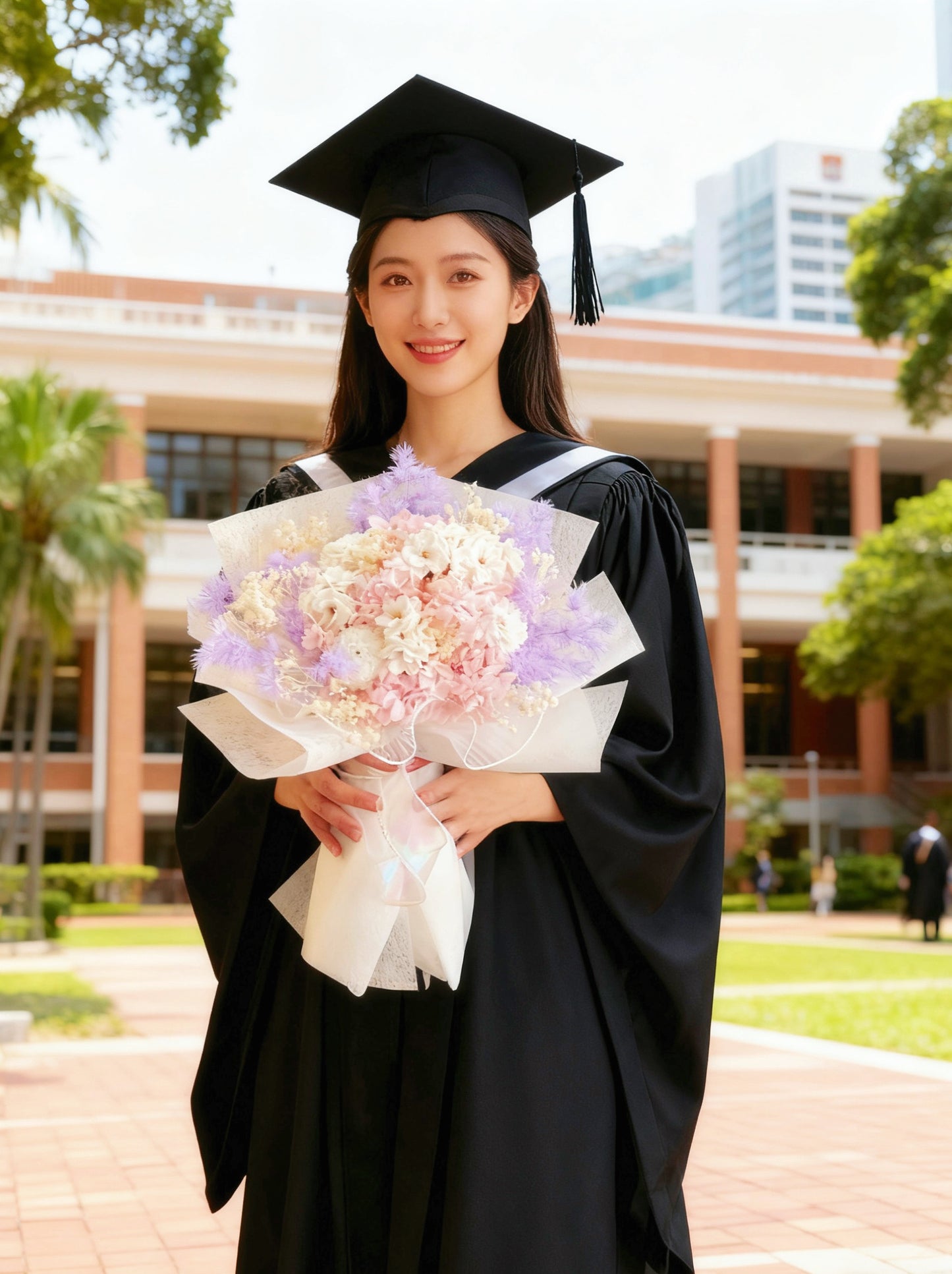 混合花束)夢保幻國度 保鮮繡球花 +番梘花+ 乾花畢業花束 小學 幼稚園