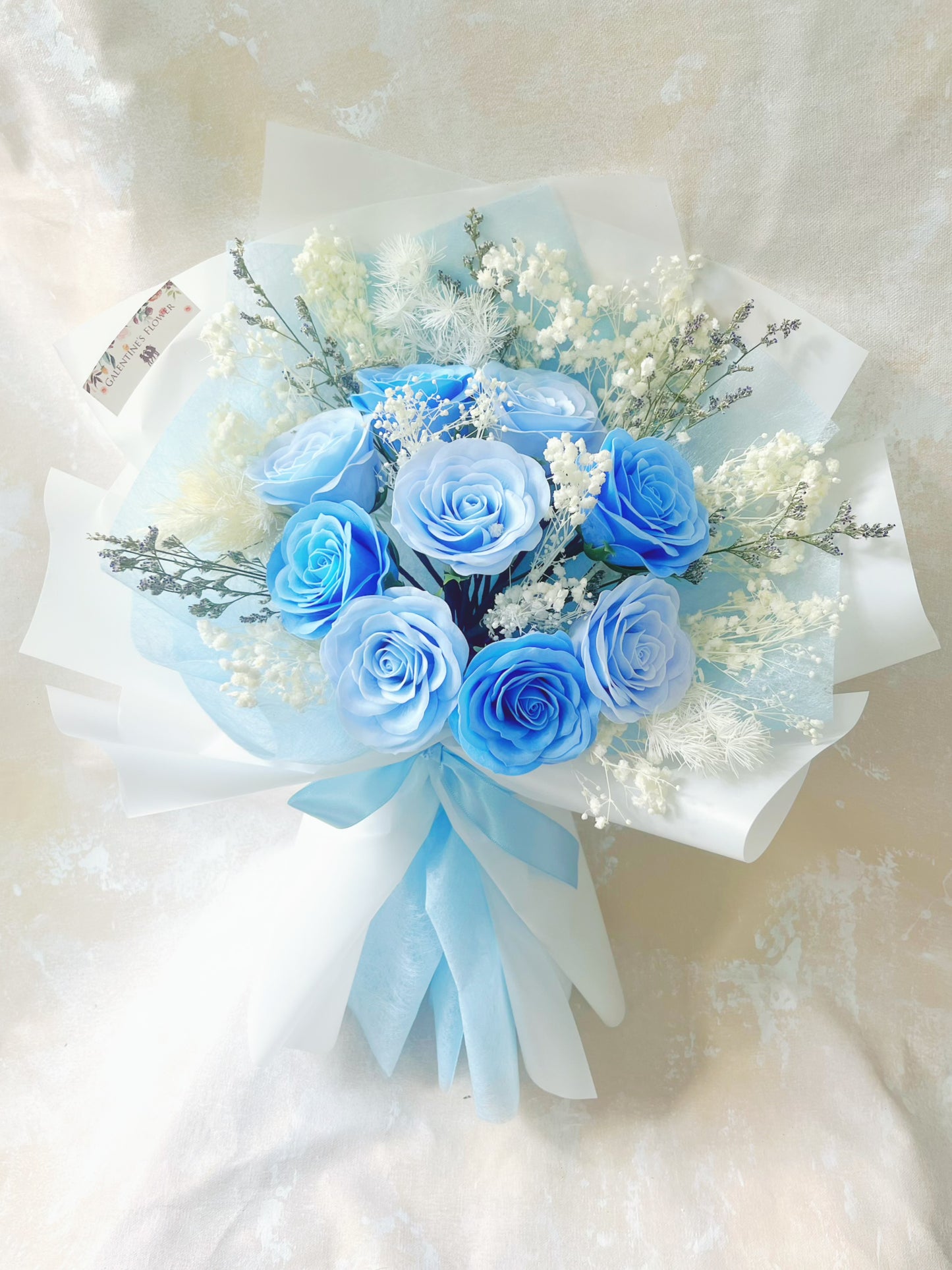 9 枝藍色香梘玫瑰花束 |番梘花|畢業花束 情人節花束 生日花束 中學 小學 幼稚園