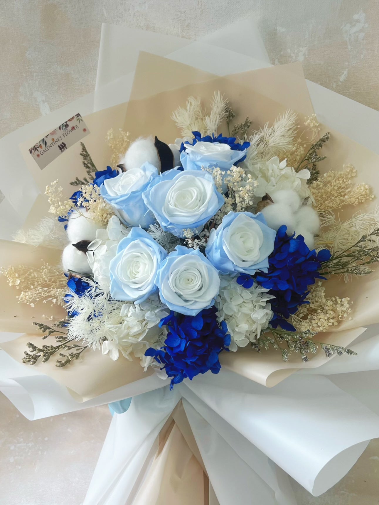 冰藍 6枝保鮮玫瑰花束|保鮮花 永生花 畢業花束