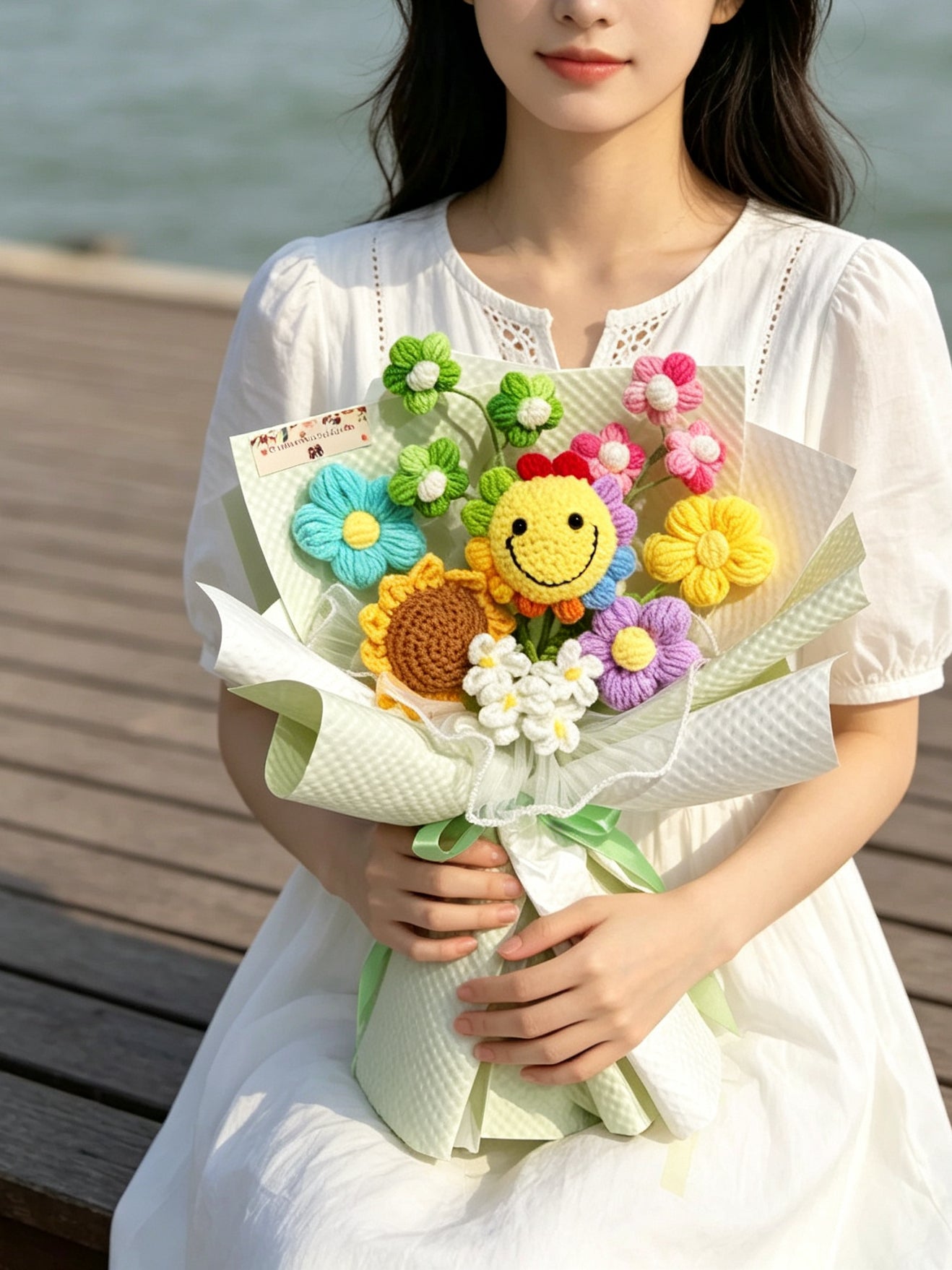 (有現貨)歡樂天地 針織花束 太陽花 向日葵 畢業禮物 畢業花束 公仔 生日花束 中學 小學 幼稚園