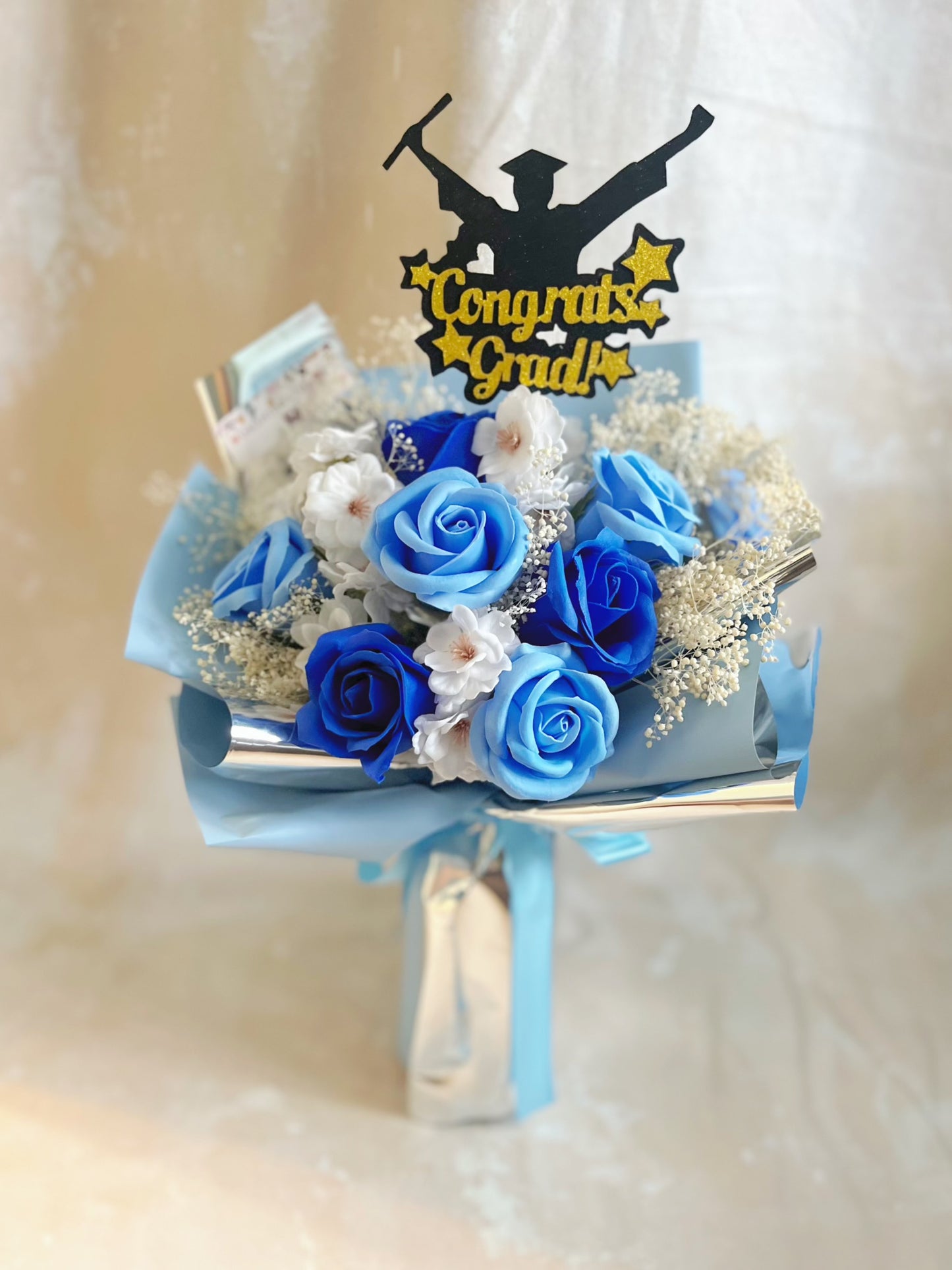 藍天使 6枝香梘玫瑰花束 |番梘花|畢業花束 情人節花束 生日花束 中學 小學 幼稚園