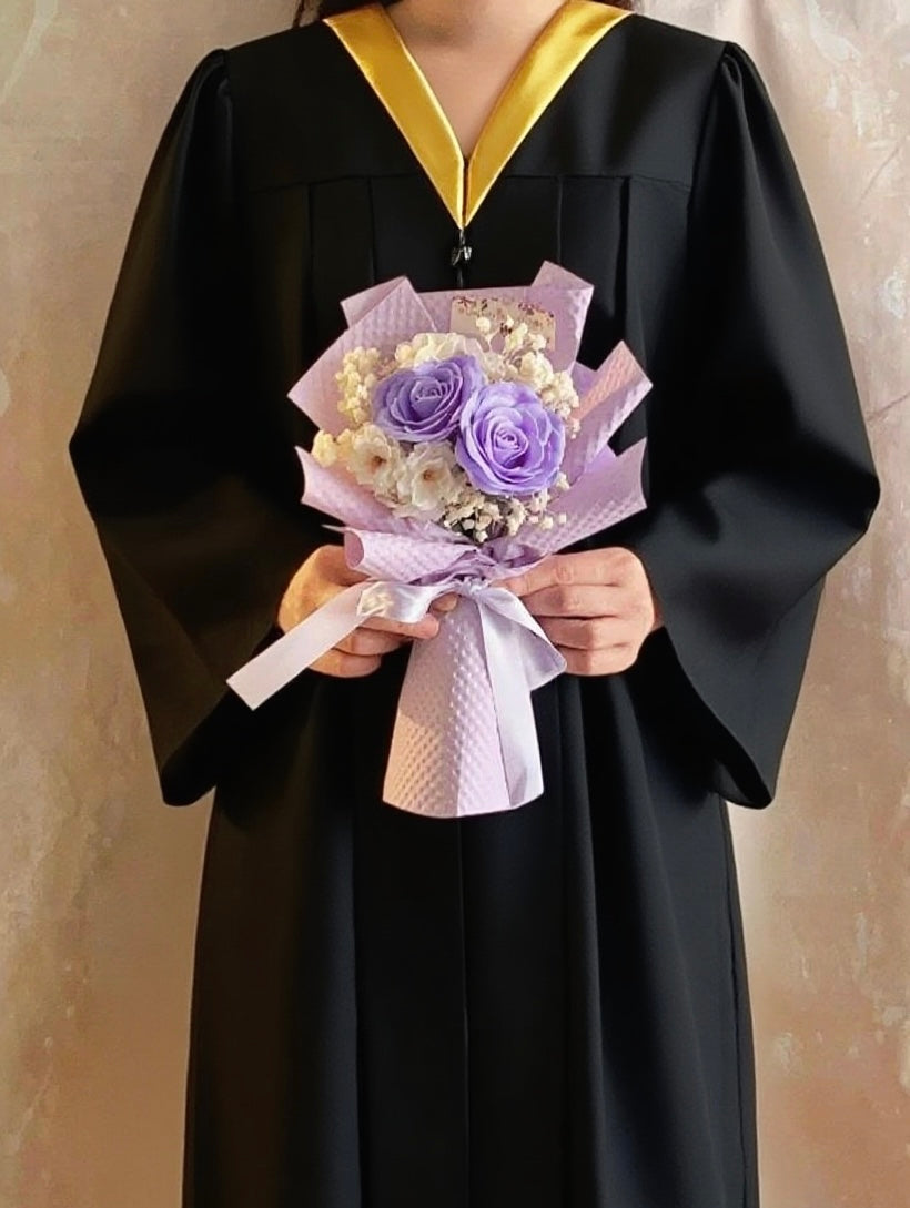 紫凝花意 畢業花花束 + 玫瑰花|香梘花生日花束 中學 小學 幼稚園