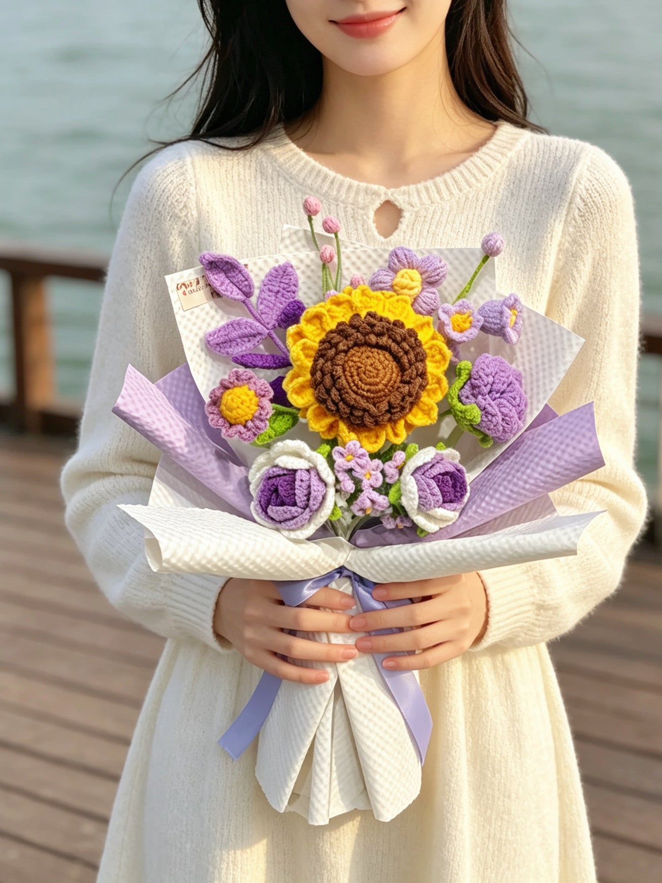 (有現貨)畢業花束 薰衣草陽光 針織花束 畢業禮禮物 公仔 生日花束 中學 小學 幼稚園