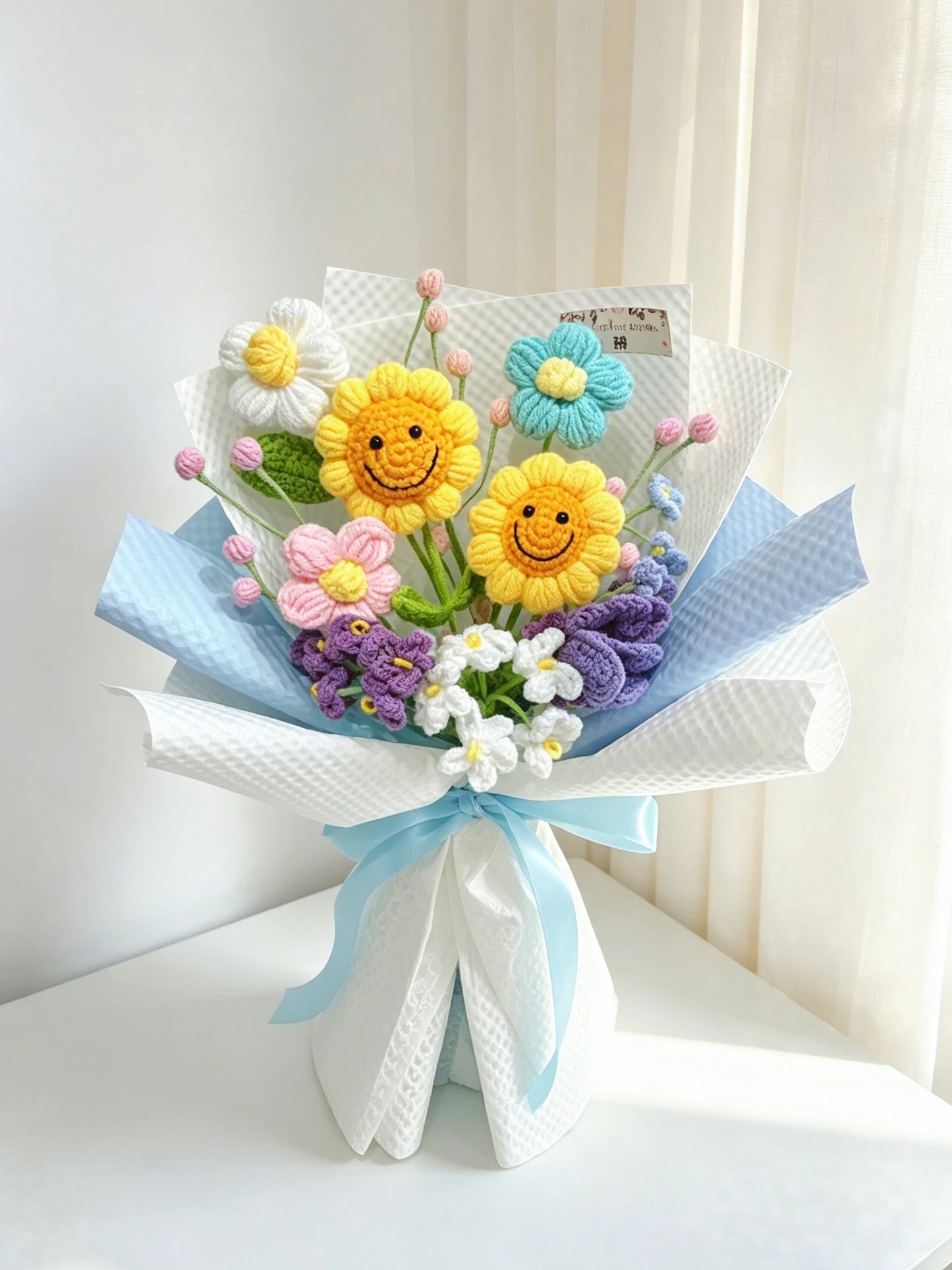 (有現貨)畢業花束 歡笑生活 針織花束 太陽花 向日葵 畢業禮物 公仔 生日花束 中學 小學 幼稚園