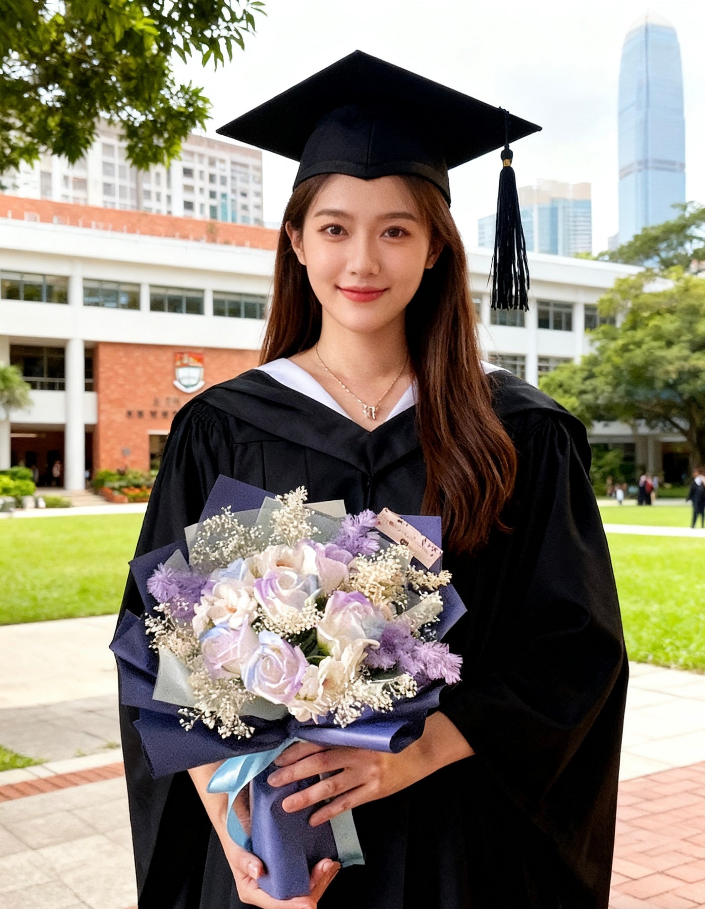 Unicorn 獨角獸6枝夢幻紫藍香梘玫瑰花束 |番梘花|畢業花束 情人節花束 生日花束 中學 小學 幼稚園