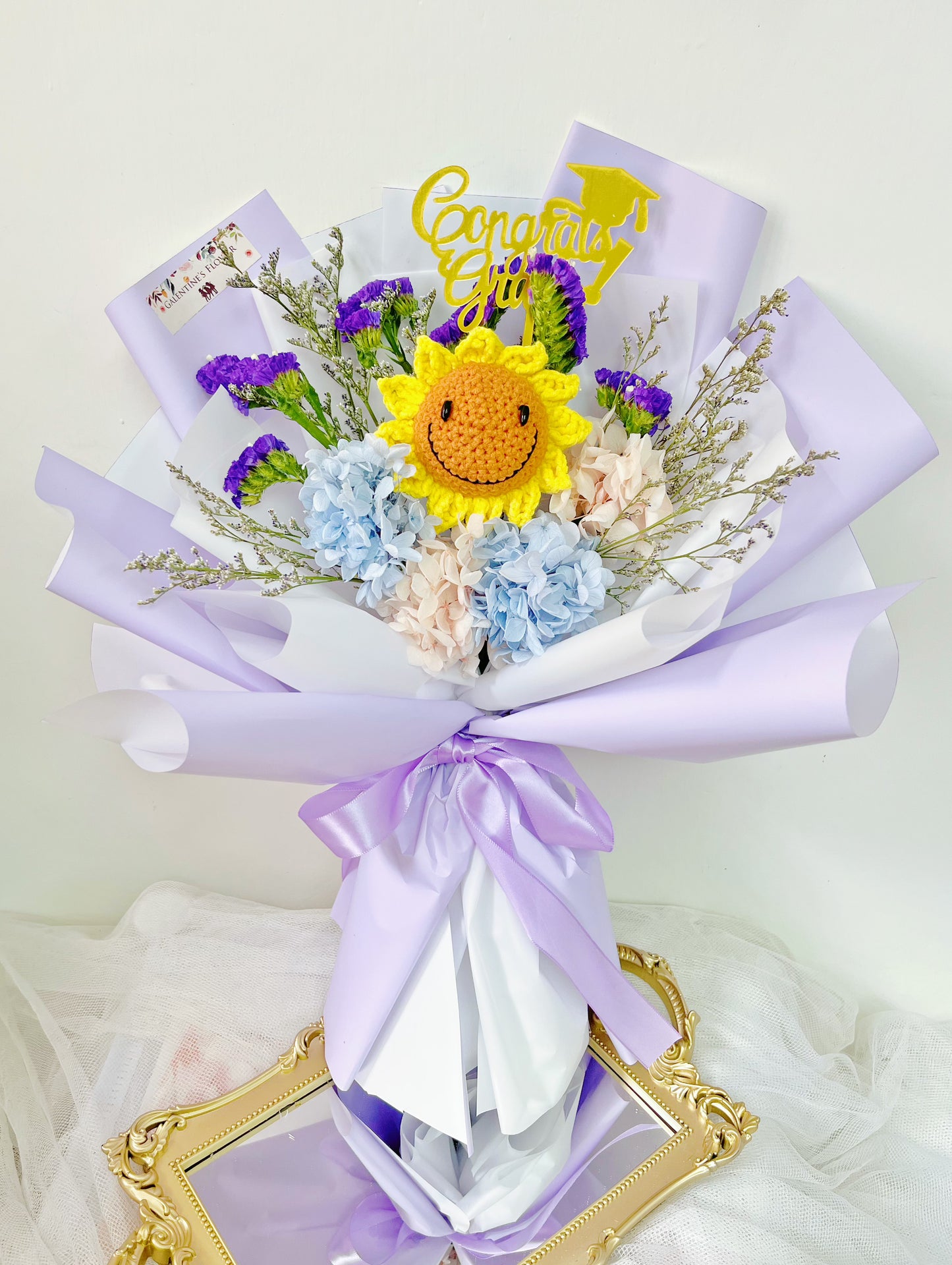 畢業花束精選 1枝手釣太陽花畢業花束|保鮮花 乾花 永生花