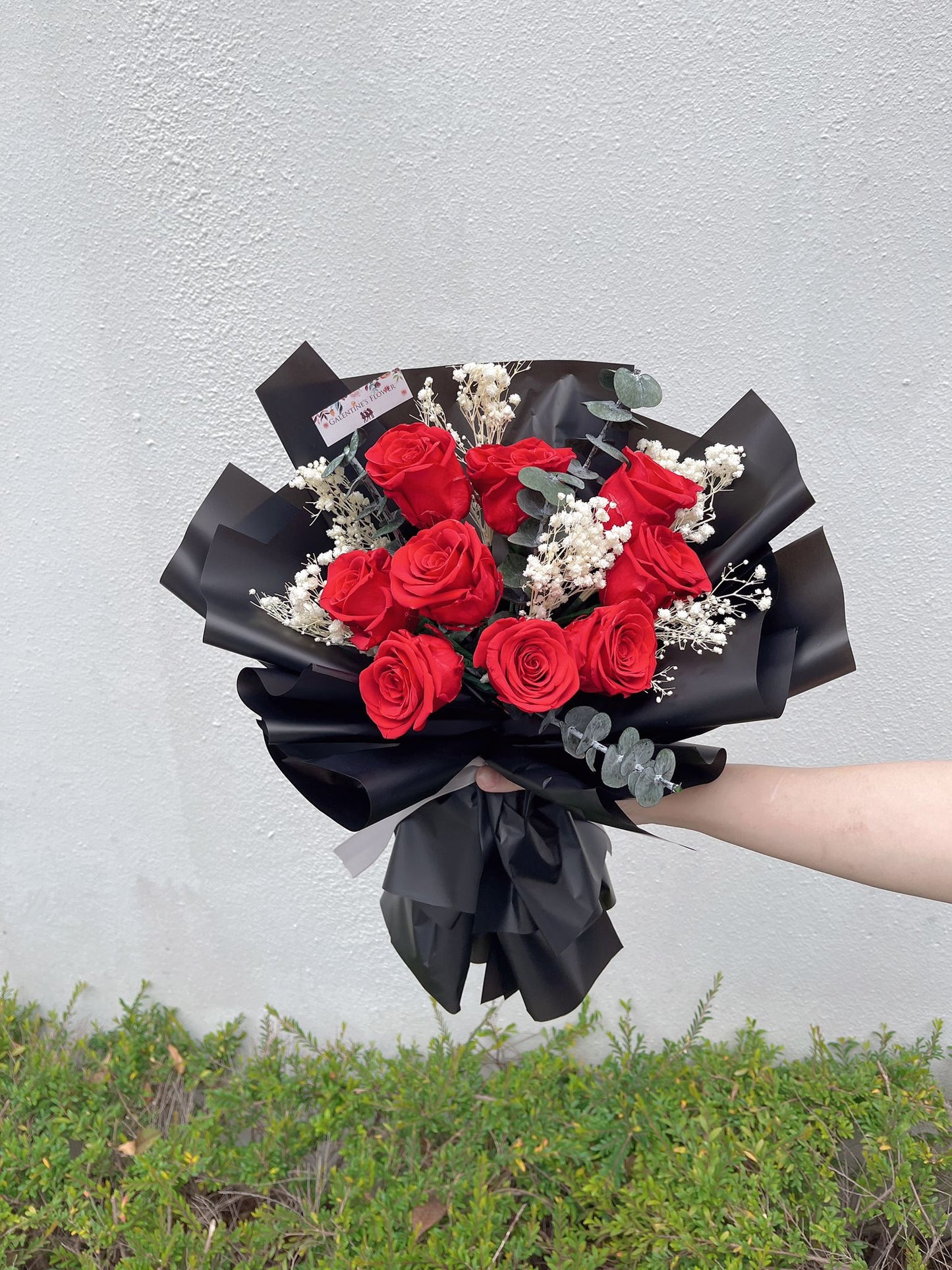經典紅色9枝保鮮玫瑰花束|保鮮花 永生花 畢業花束