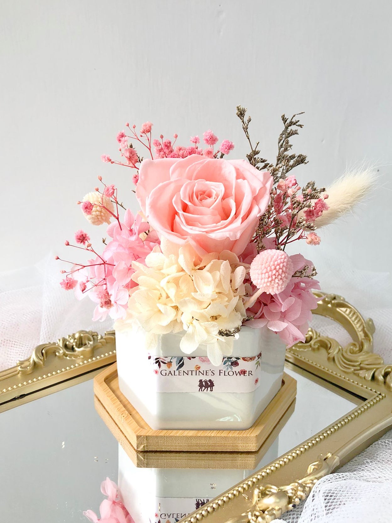 甜美保鮮花花盆|保鮮花永生花盆擺設