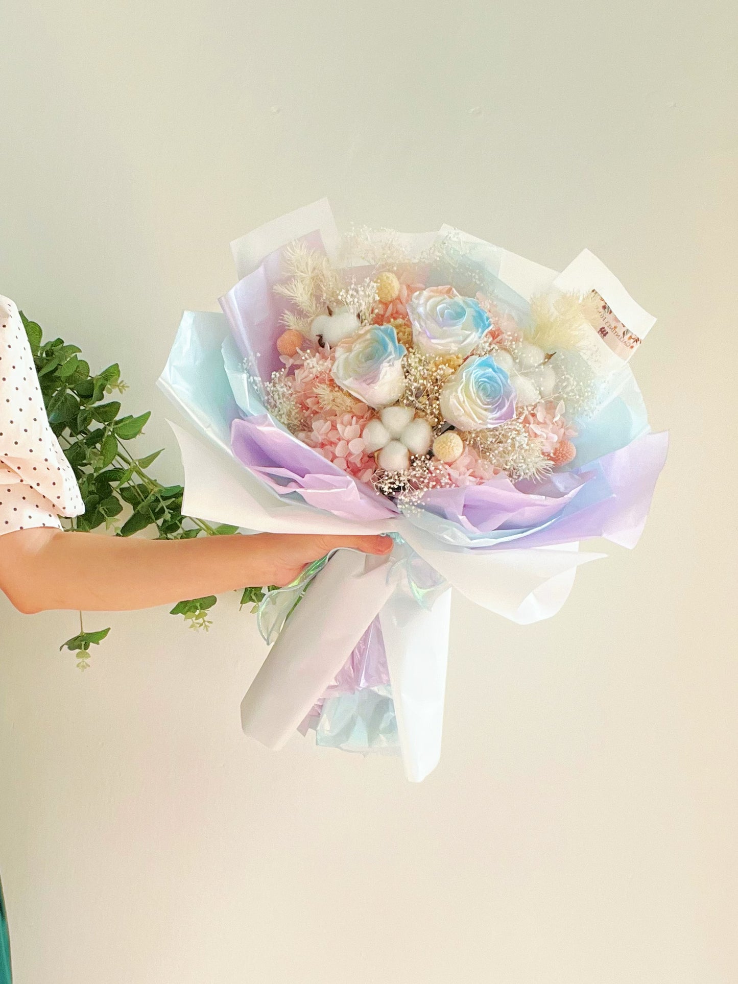 人漁珍珠色系-保鮮玫瑰花束|保鮮花 永生花 畢業花束