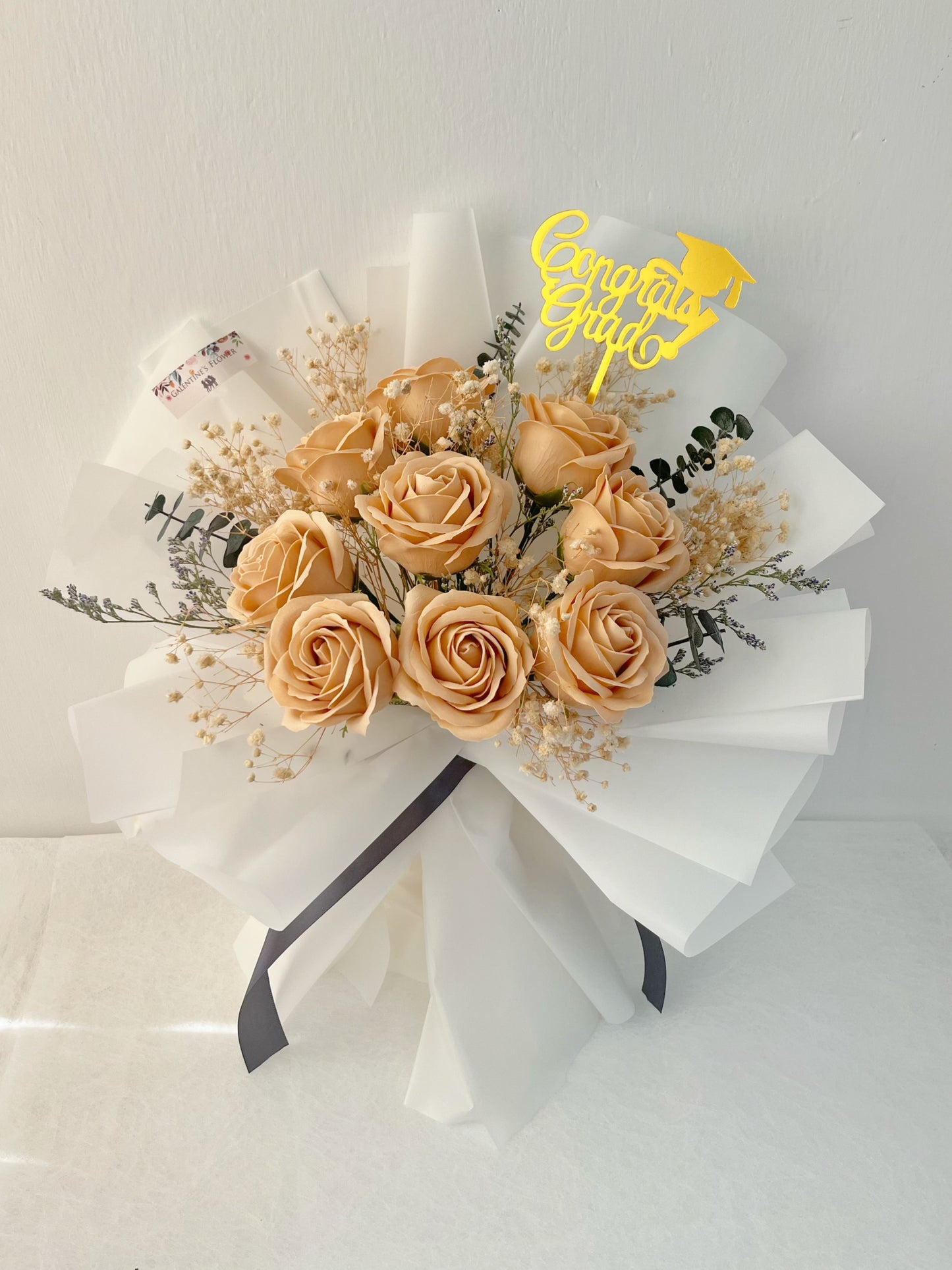 奶茶色香梘玫瑰花束 |番梘花|畢業花束 情人節花束 生日花束