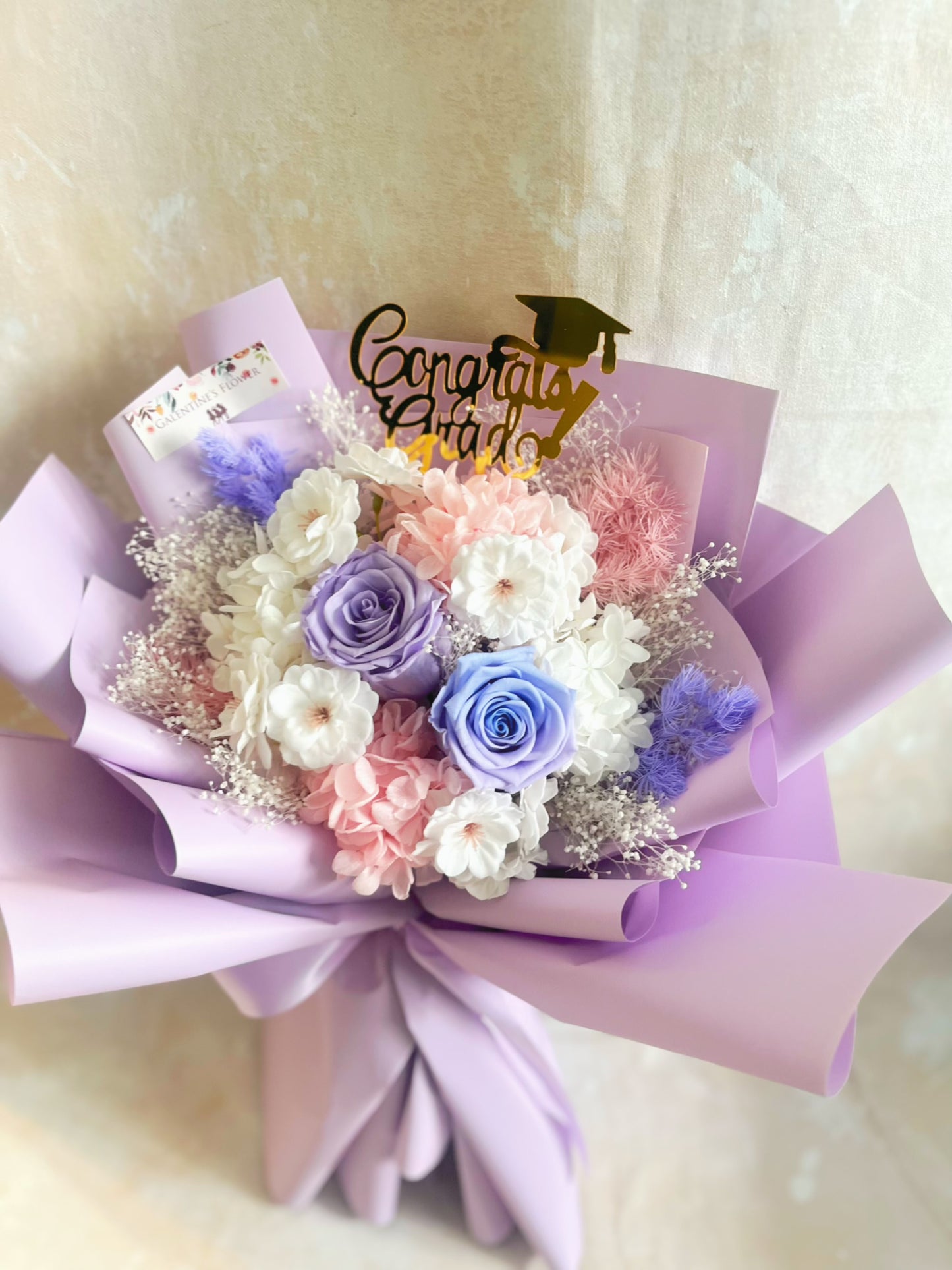 兩心相愛2枝紫色保鮮玫瑰花束｜保鮮花 永生花 生日花束