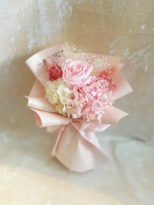 浪漫粉紅 單枝保鮮玫瑰小花束｜保鮮花 永生花 畢業花束 乾花