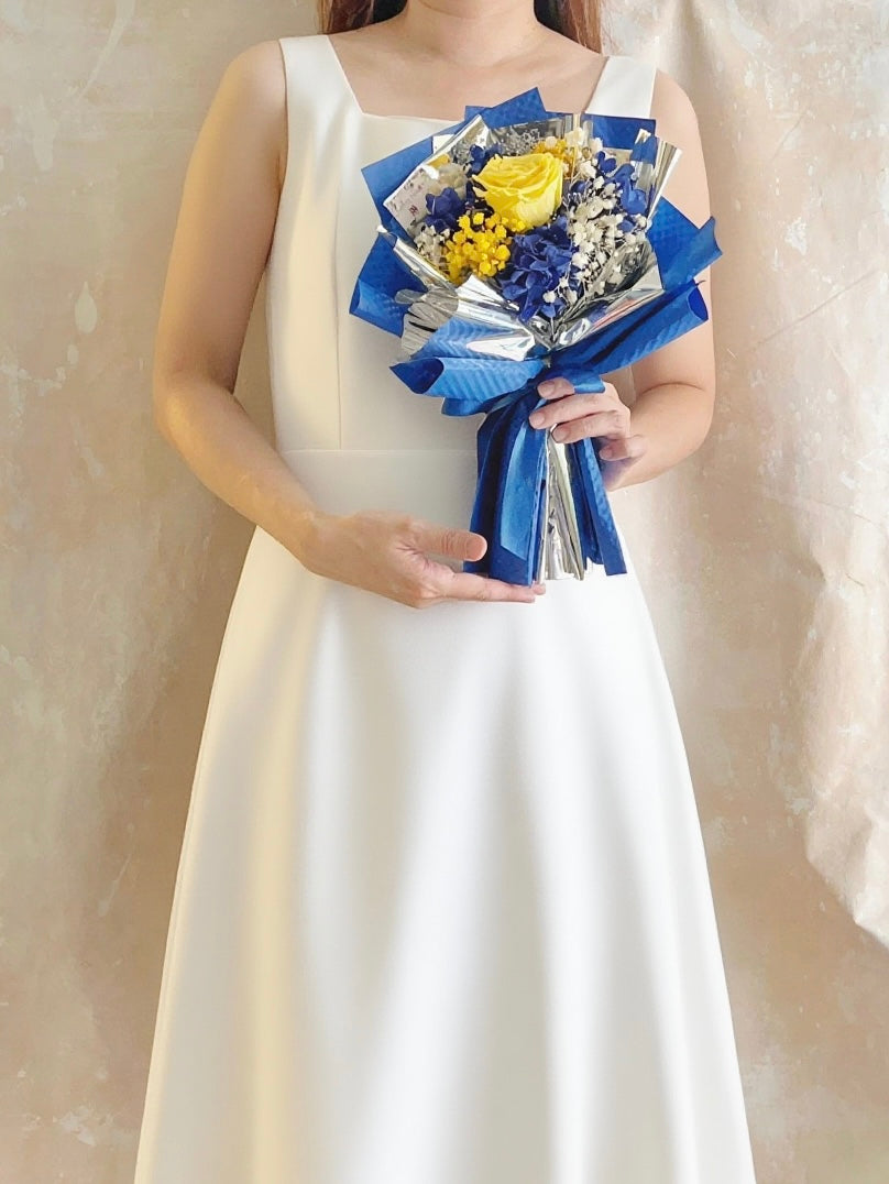 中秋浪漫星月夜 梵高Starry Night 黃玫瑰過單枝保鮮玫瑰小花束｜保鮮花 永生花 畢業花束 乾花