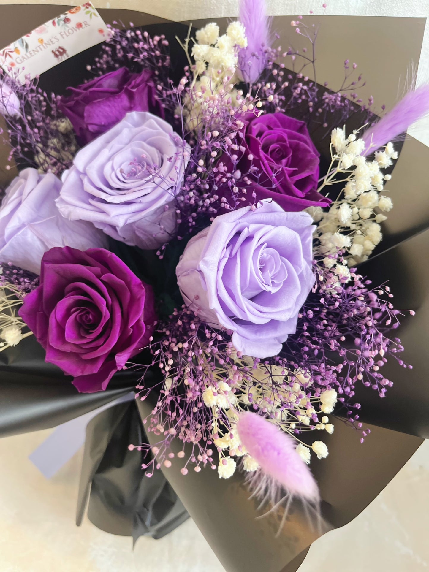 （有現貨）甜蜜時刻 紫色6 枝保鮮玫瑰花束｜保鮮花 永生花 生日花束