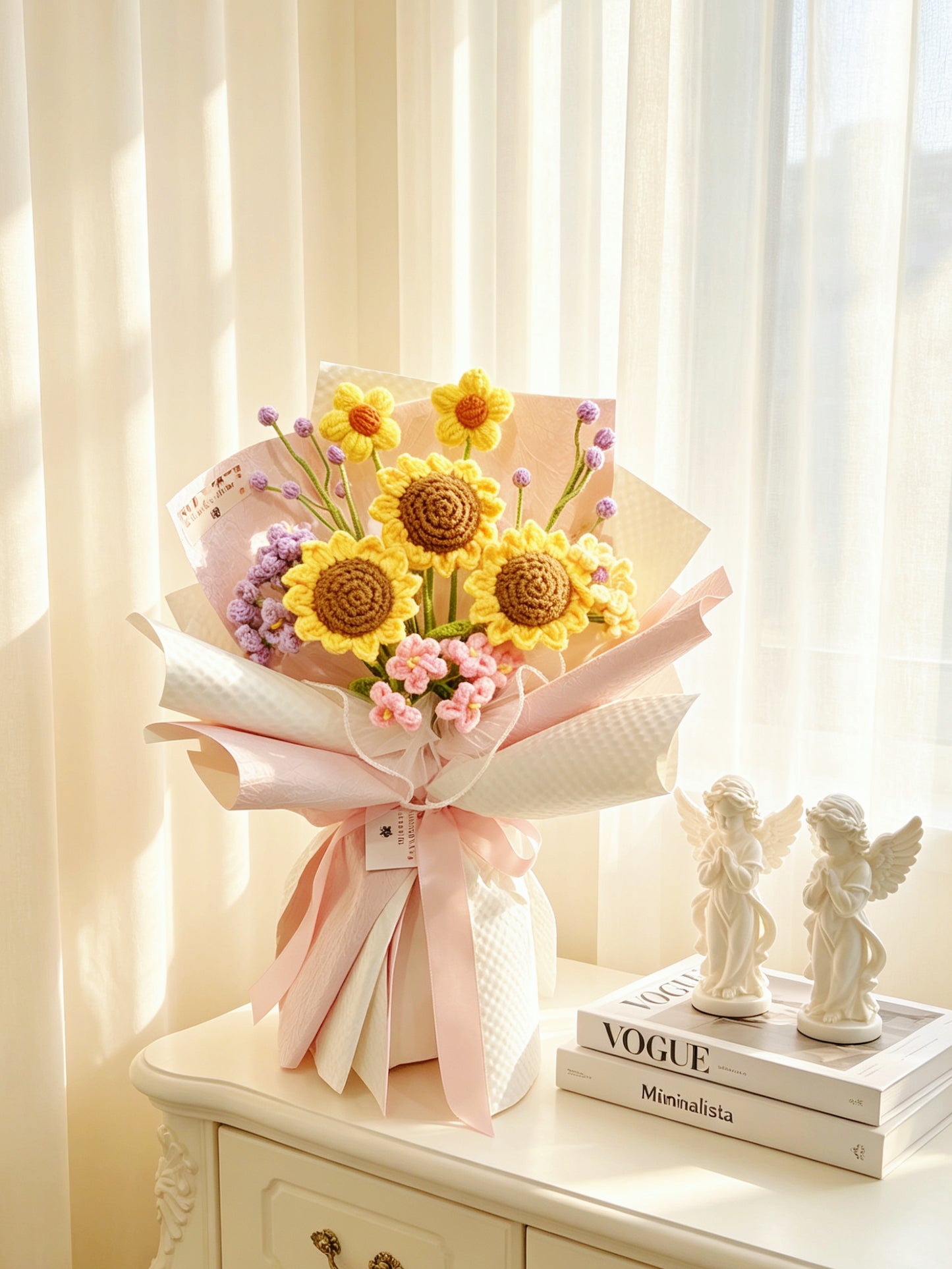 陽光派對 針織花束 太陽花 向日葵 畢業禮物 畢業花束 公仔 生日花束 中學 小學 幼稚園