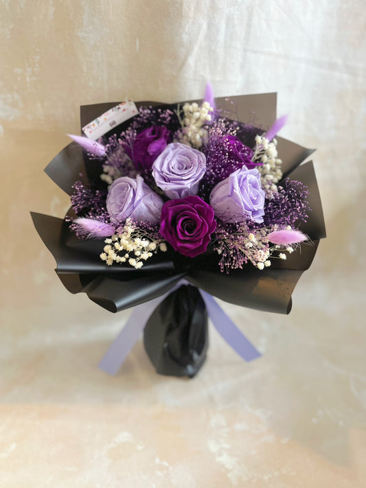 （有現貨）甜蜜時刻 紫色6 枝保鮮玫瑰花束｜保鮮花 永生花 生日花束