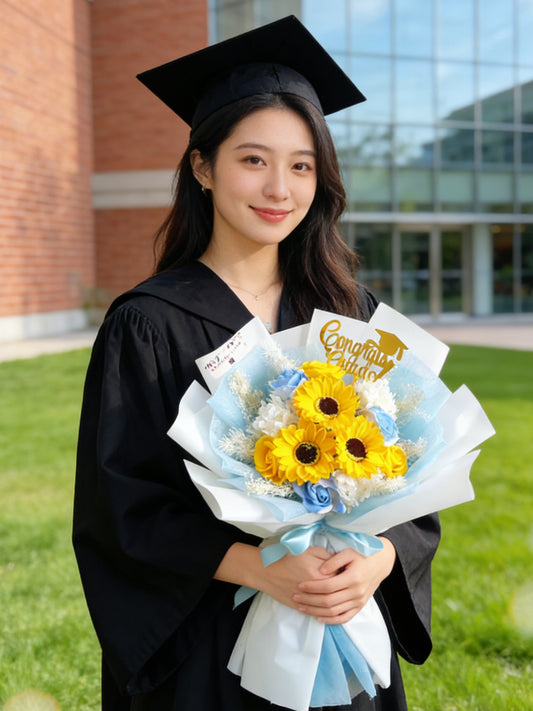 美好將來－香梘太陽花 玫瑰花束 向日葵｜香梘花｜畢業花束  小學 幼稚園
