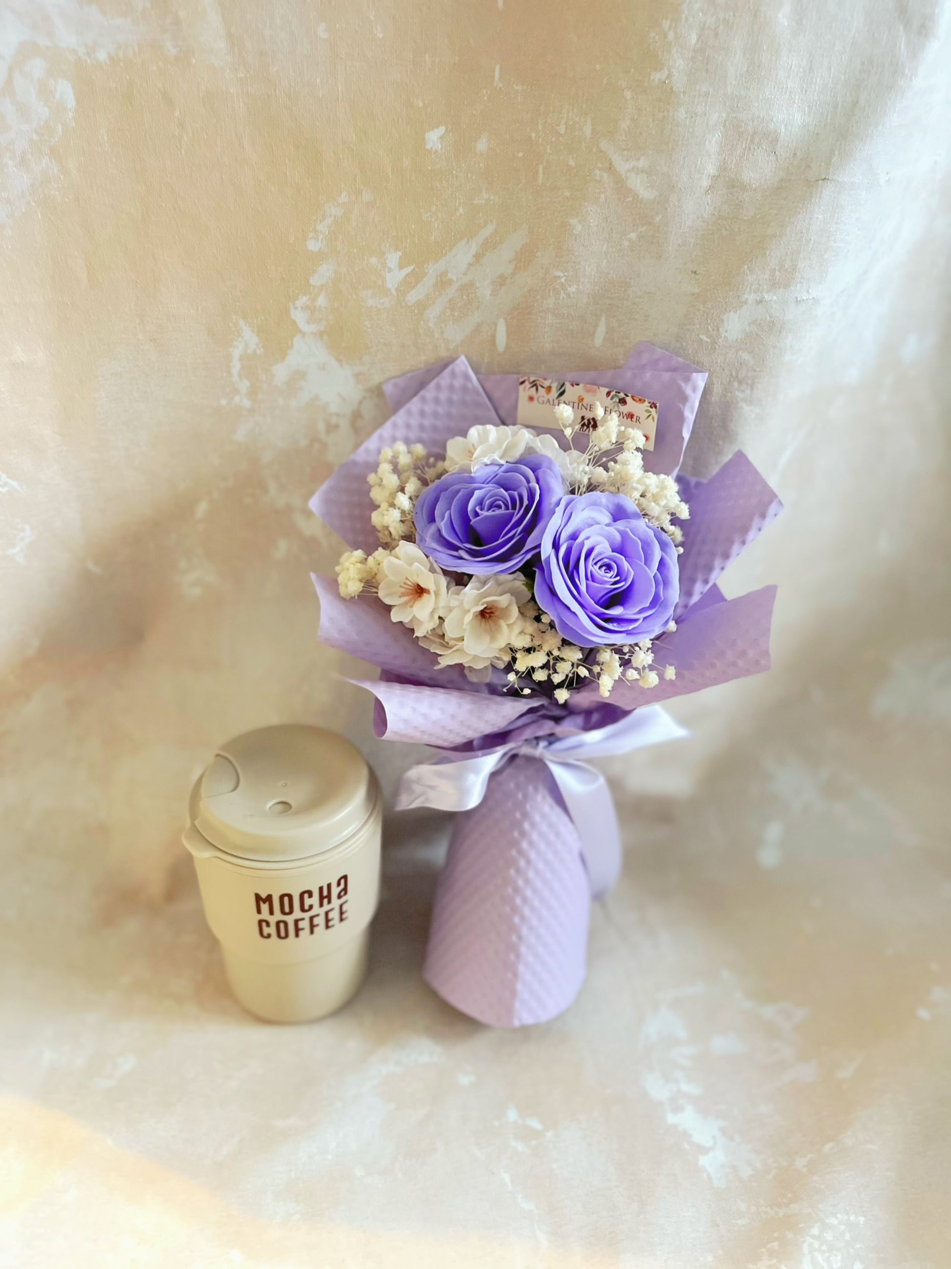 紫凝花意 畢業花花束 + 玫瑰花｜香梘花生日花束 中學 小學 幼稚園