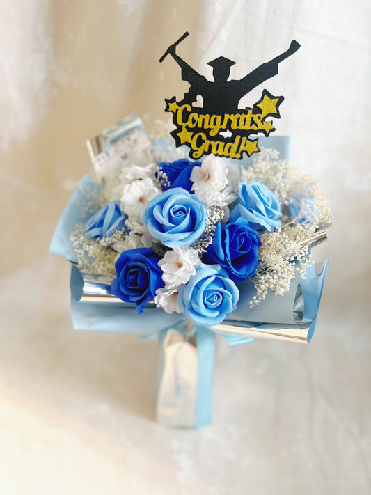 藍天使 6枝香梘玫瑰花束 ｜番梘花｜畢業花束 情人節花束 生日花束 中學 小學 幼稚園