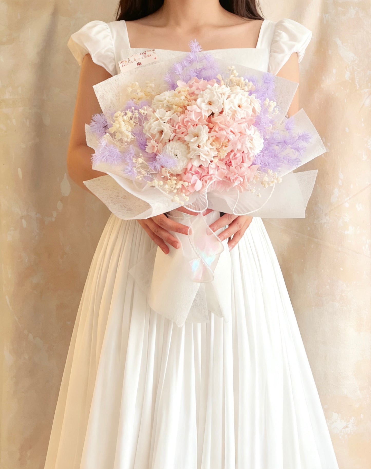 混合花束）夢幻國度 保鮮繡球花 +番梘花+ 乾花