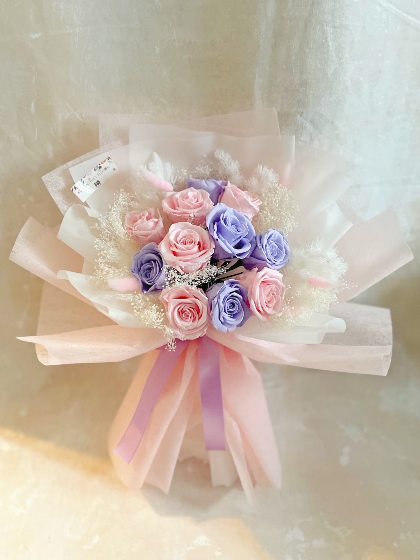 Fall in Love 11枝粉紅+紫保鮮玫瑰花束｜保鮮花 永生花 生日花束