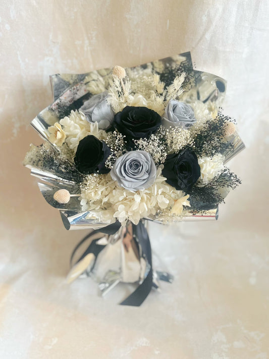 特别的你 黑灰6 枝保鮮玫瑰花束｜保鮮花 永生花 生日花束