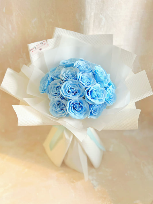 20 枝粉藍 香梘玫瑰花束 ｜番梘花｜畢業花束 情人節花束 求婚 生日花束