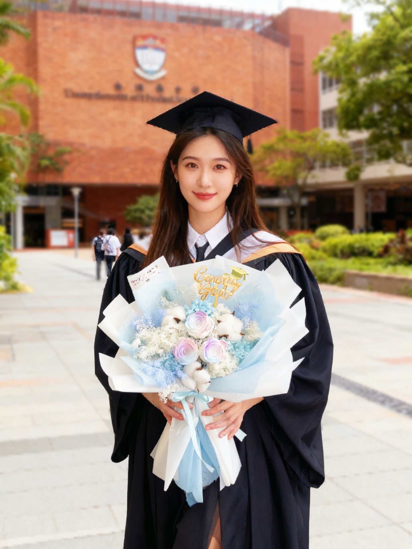 3 枝人漁珍珠色系－保鮮玫瑰花束｜保鮮花 永生花 畢業花束