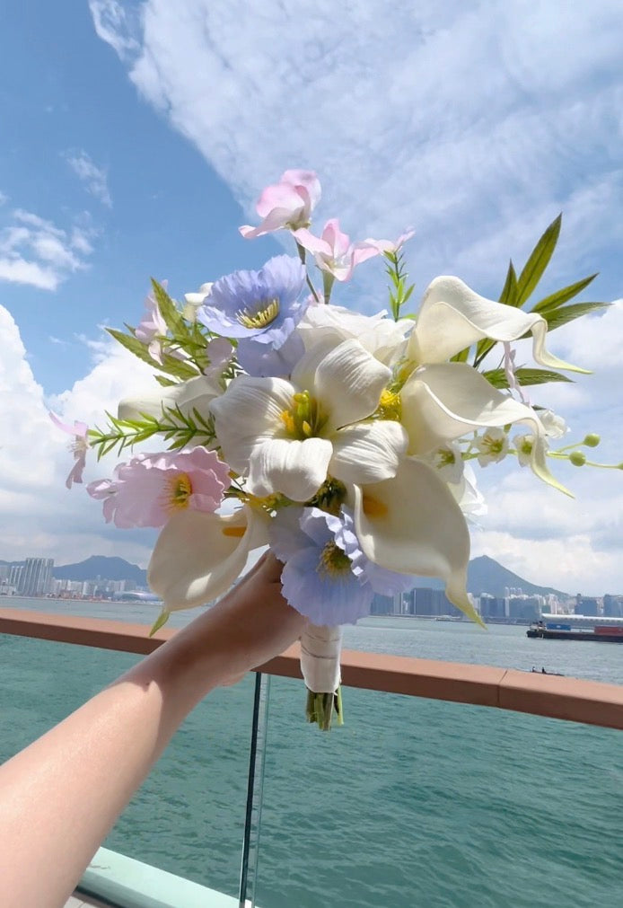 (一個月預訂）新娘花球-仿真花花球 馬蹄蘭 絲花花球 韓式花球 pre wedding 婚禮花球