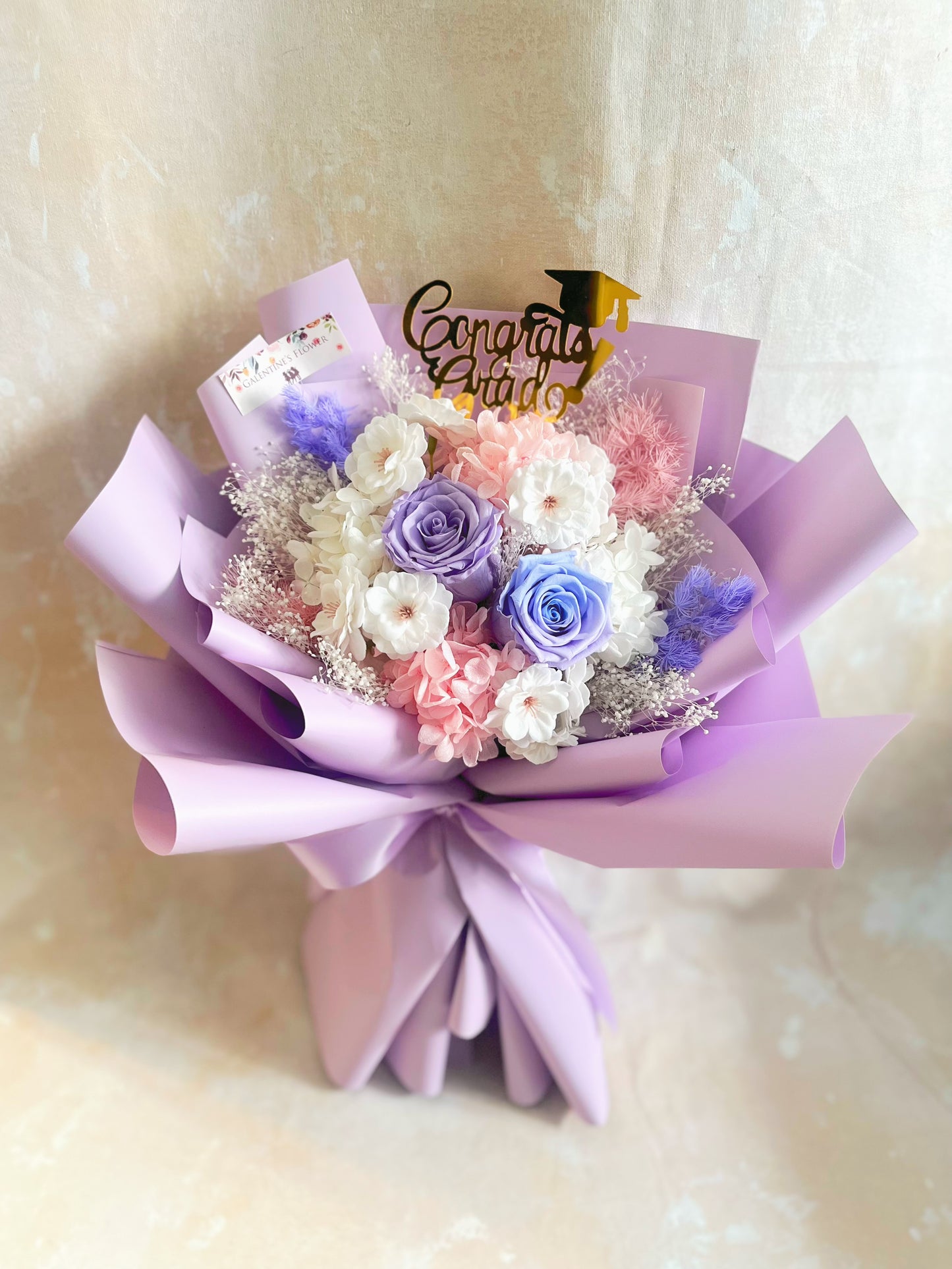 兩心相愛2枝紫色保鮮玫瑰花束｜保鮮花 永生花 生日花束