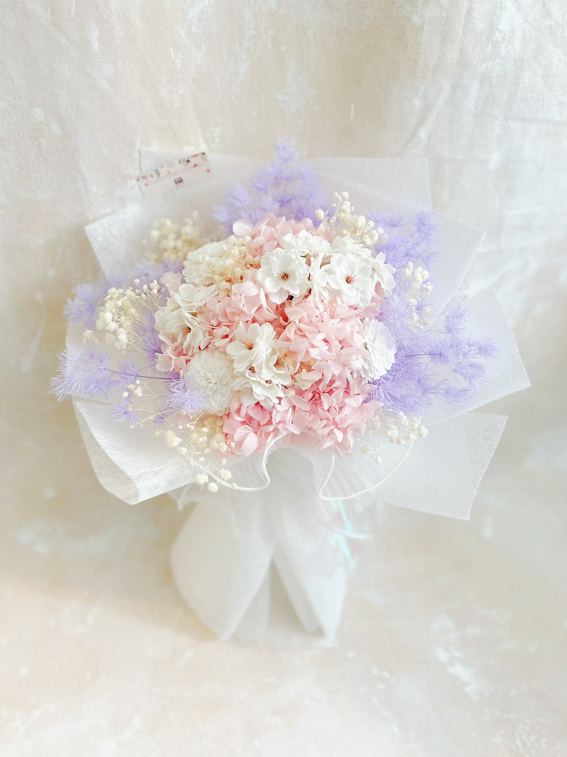 混合花束）夢幻國度 保鮮繡球花 +番梘花+ 乾花