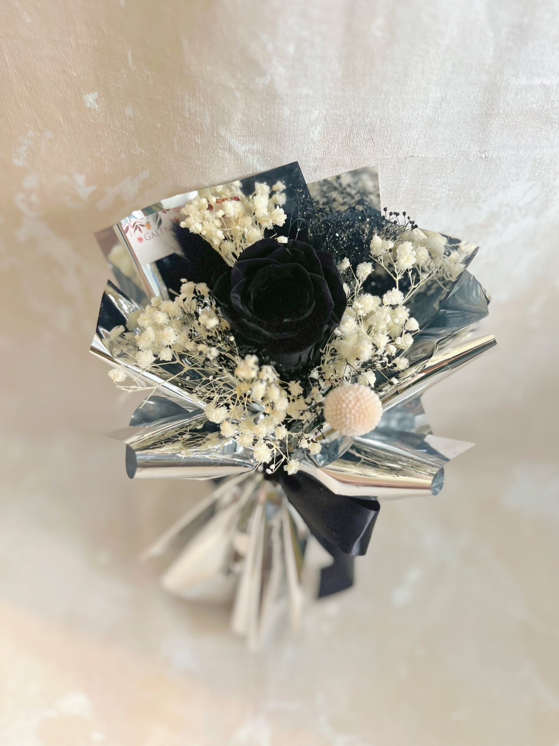 經典鋼琴黑 過單枝保鮮玫瑰小花束｜保鮮花 永生花 畢業花束 乾花