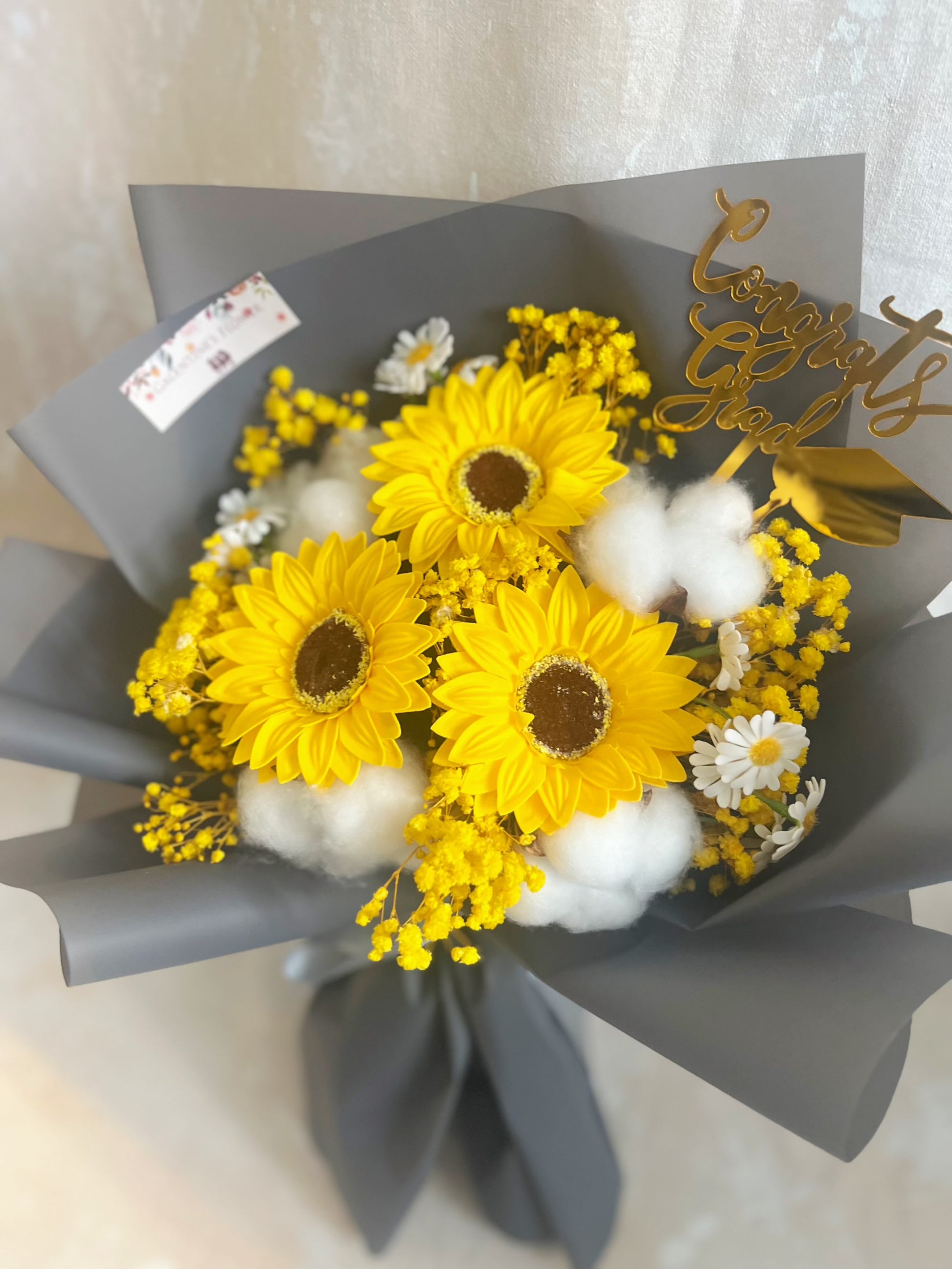 (有現貨）- 每一個明天-3 枝香梘太陽花 向日葵｜香梘花｜畢業花束  小學 幼稚園