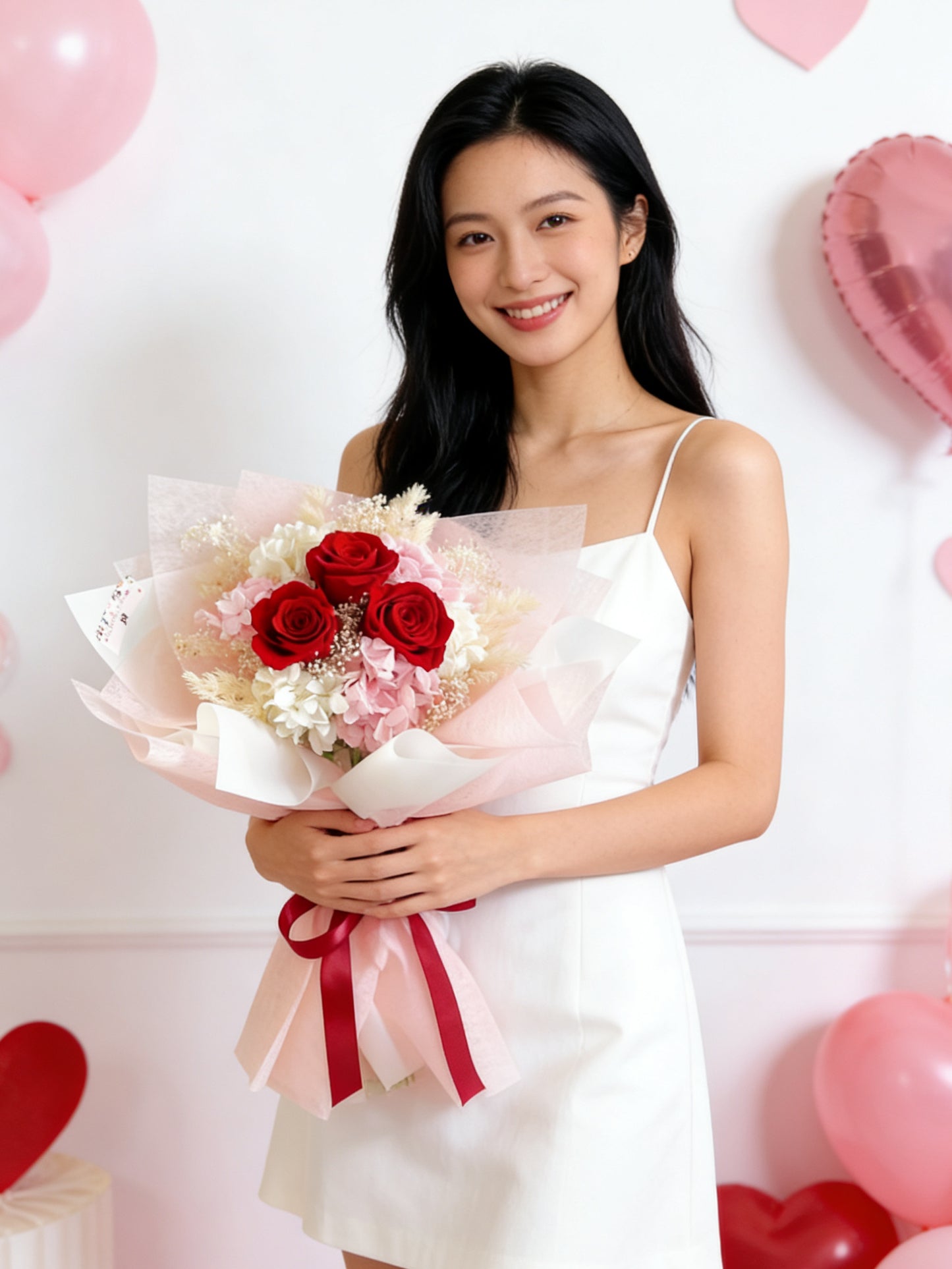 (情人節預訂) 熱戀中3 枝紅色保鮮玫瑰花束｜保鮮花 永生花 畢業花束 生日花束 情人節花束