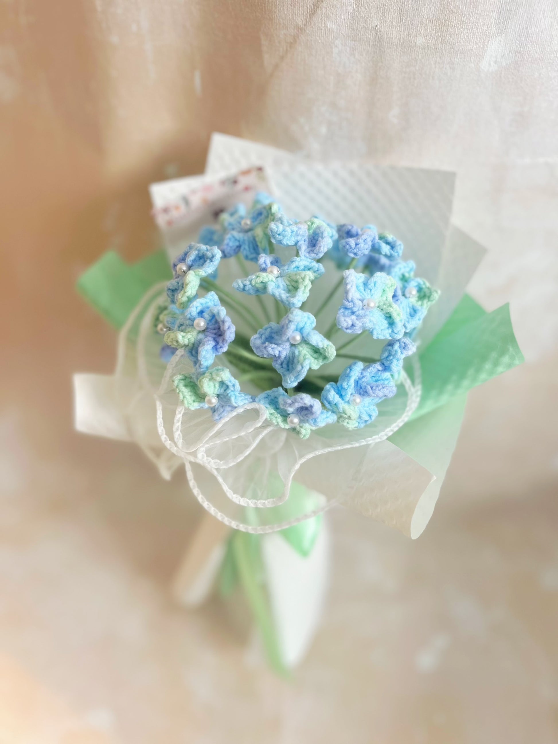 (有現貨）清新 日系繡球花針織小花束 畢業禮禮物 畢業花束精選 生日花束 中學 小學 幼稚園