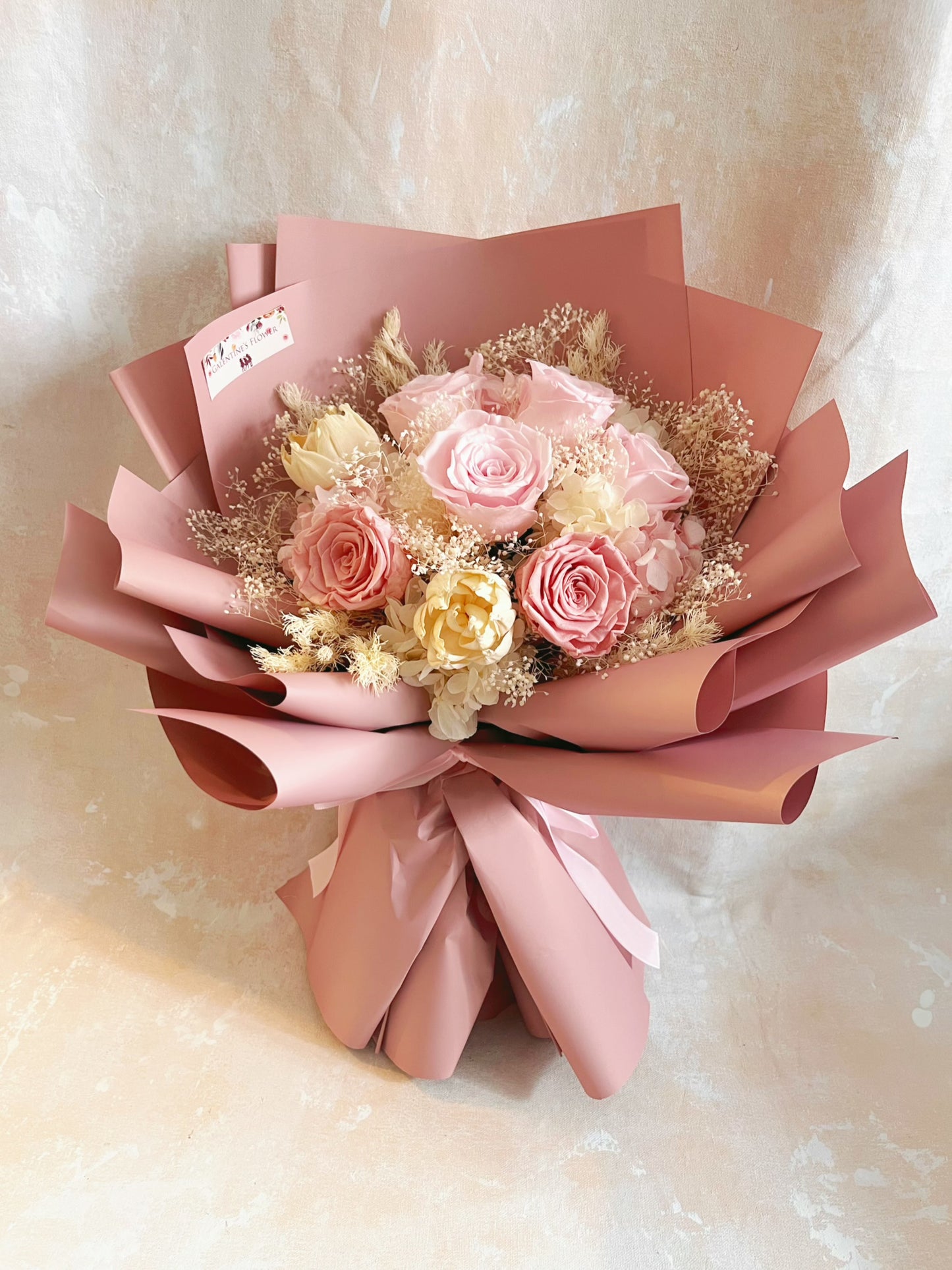 6 枝溫柔大地色系－保鮮玫瑰花束｜保鮮花 永生花 畢業花束 生日花束