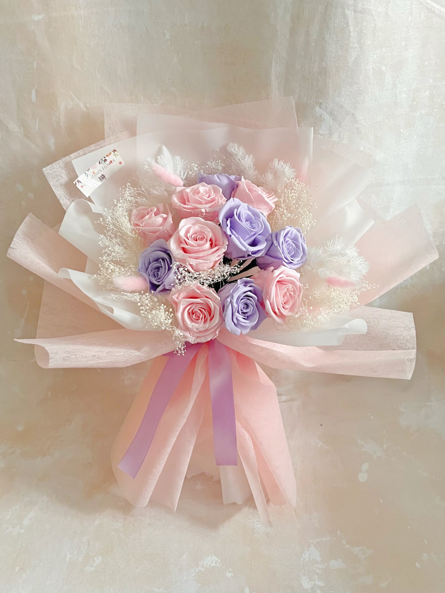 Fall in Love 11枝粉紅+紫保鮮玫瑰花束｜保鮮花 永生花 生日花束