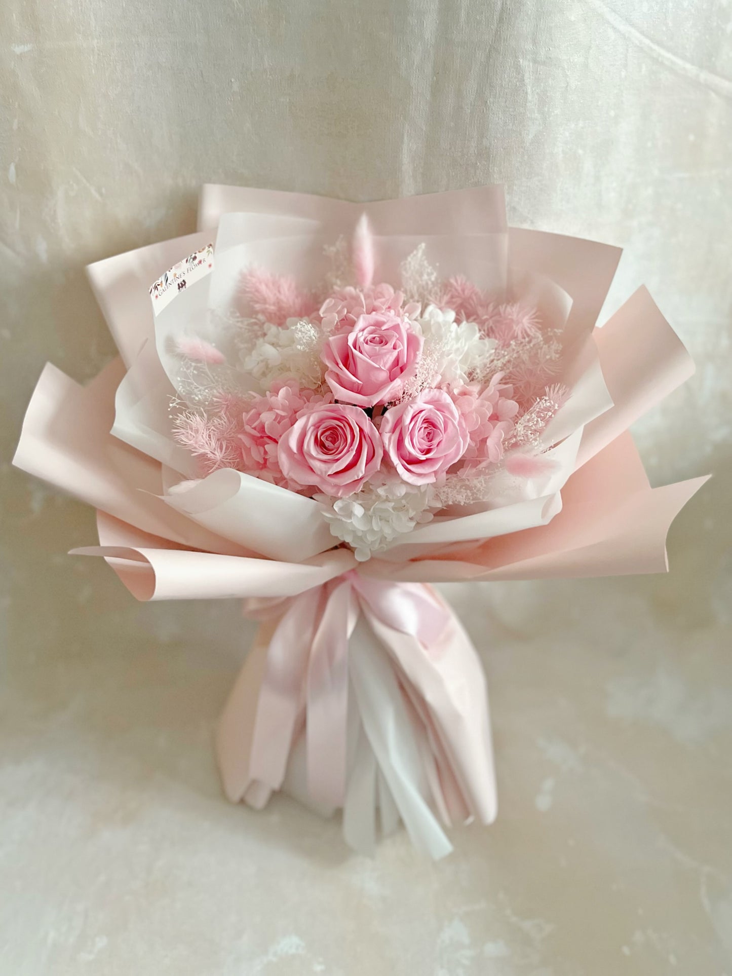 3 枝玫瑰浪漫約會－粉紅色保鮮玫瑰花束｜保鮮花 永生花 畢業花束 生日花束