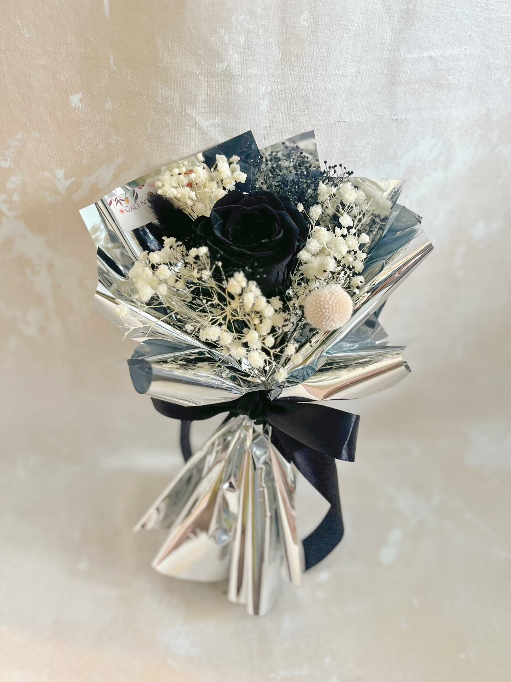 經典鋼琴黑 過單枝保鮮玫瑰小花束｜保鮮花 永生花 畢業花束 乾花