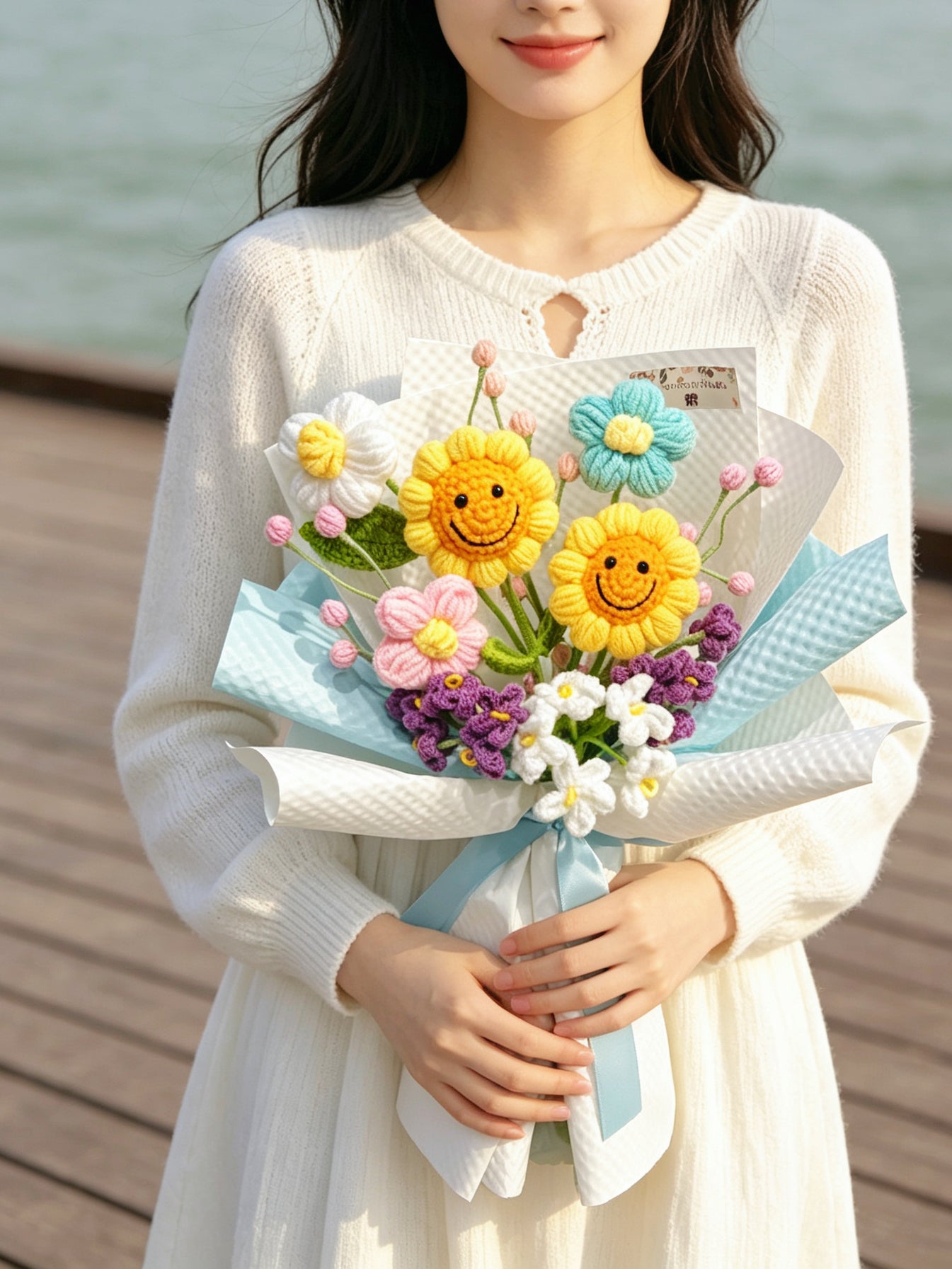 （有現貨）畢業花束 歡笑生活 針織花束 太陽花 向日葵 畢業禮物 公仔 生日花束 中學 小學 幼稚園