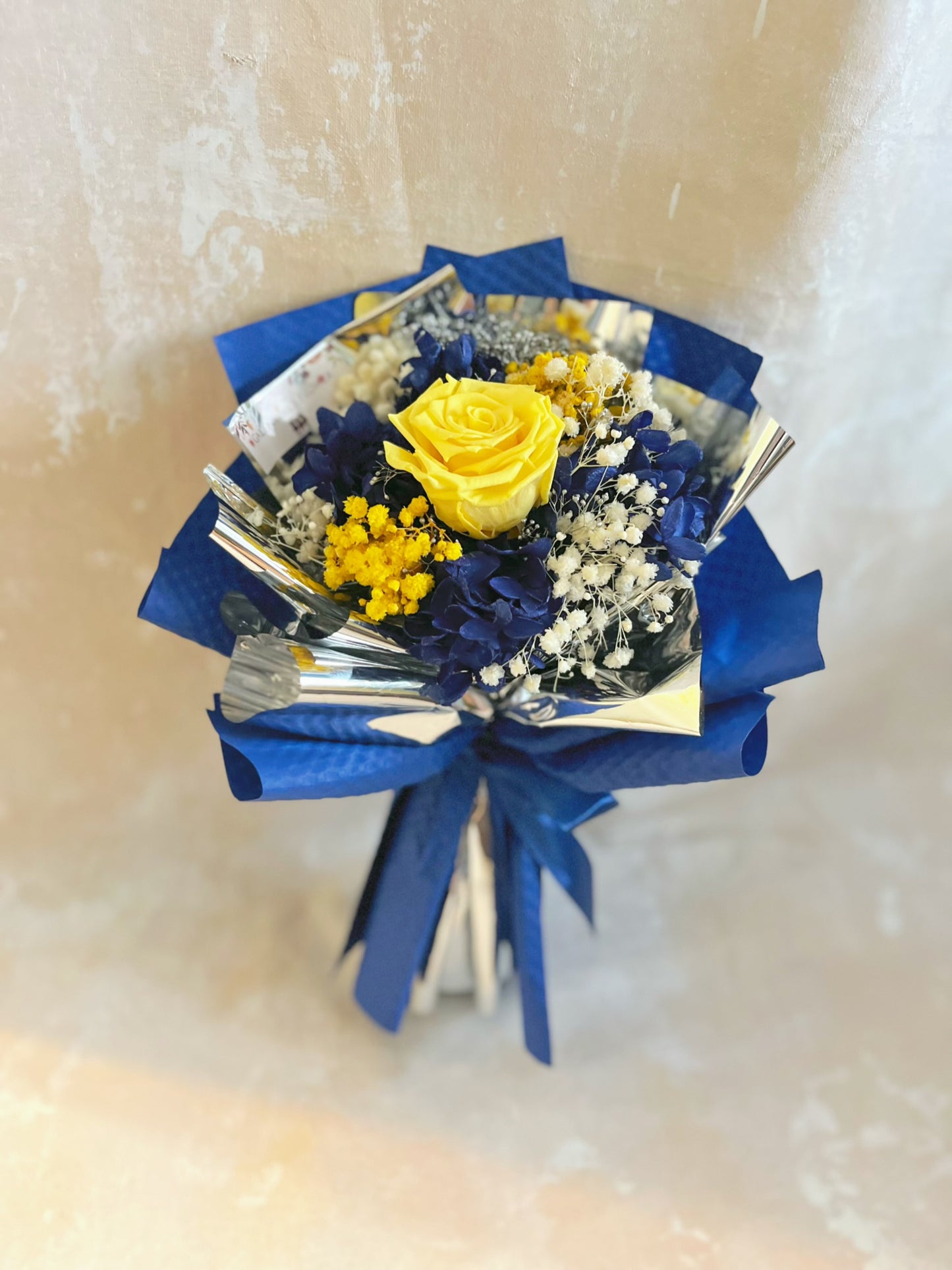 中秋浪漫星月夜 梵高Starry Night 黃玫瑰過單枝保鮮玫瑰小花束｜保鮮花 永生花 畢業花束 乾花