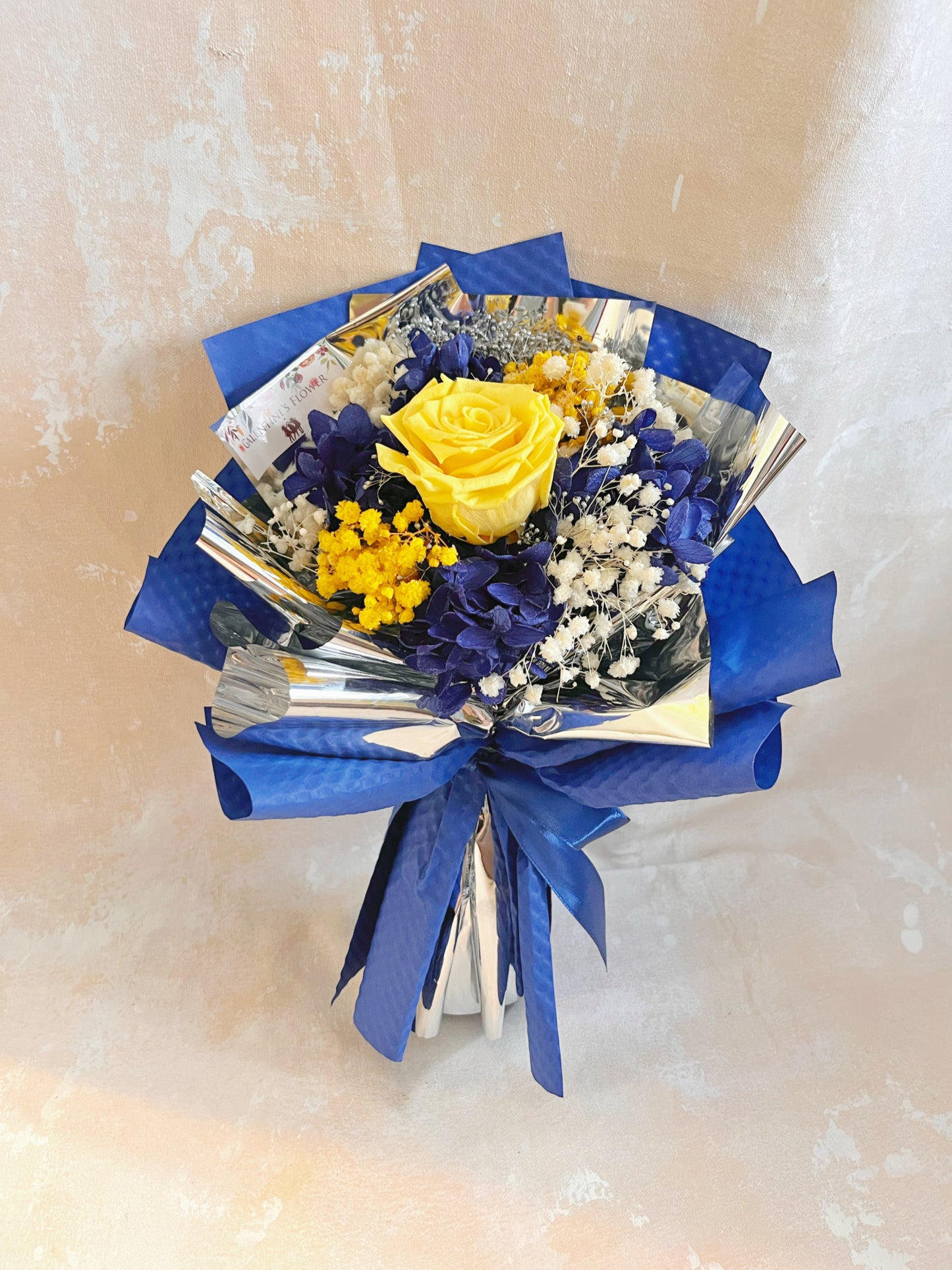 中秋浪漫星月夜 梵高Starry Night 黃玫瑰過單枝保鮮玫瑰小花束｜保鮮花 永生花 畢業花束 乾花